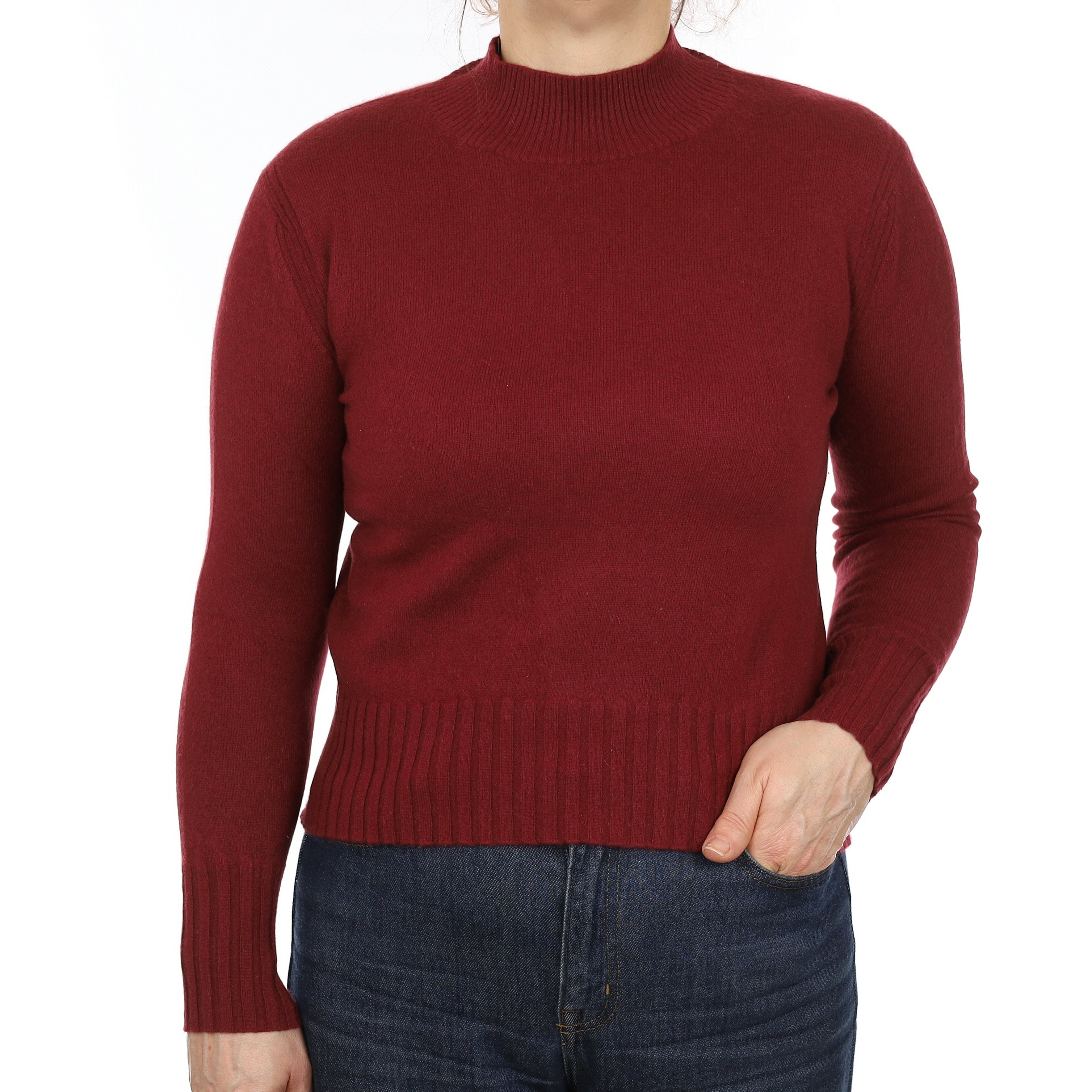 Burgundy Red Cashmere Turtle Neck Jumper Medium