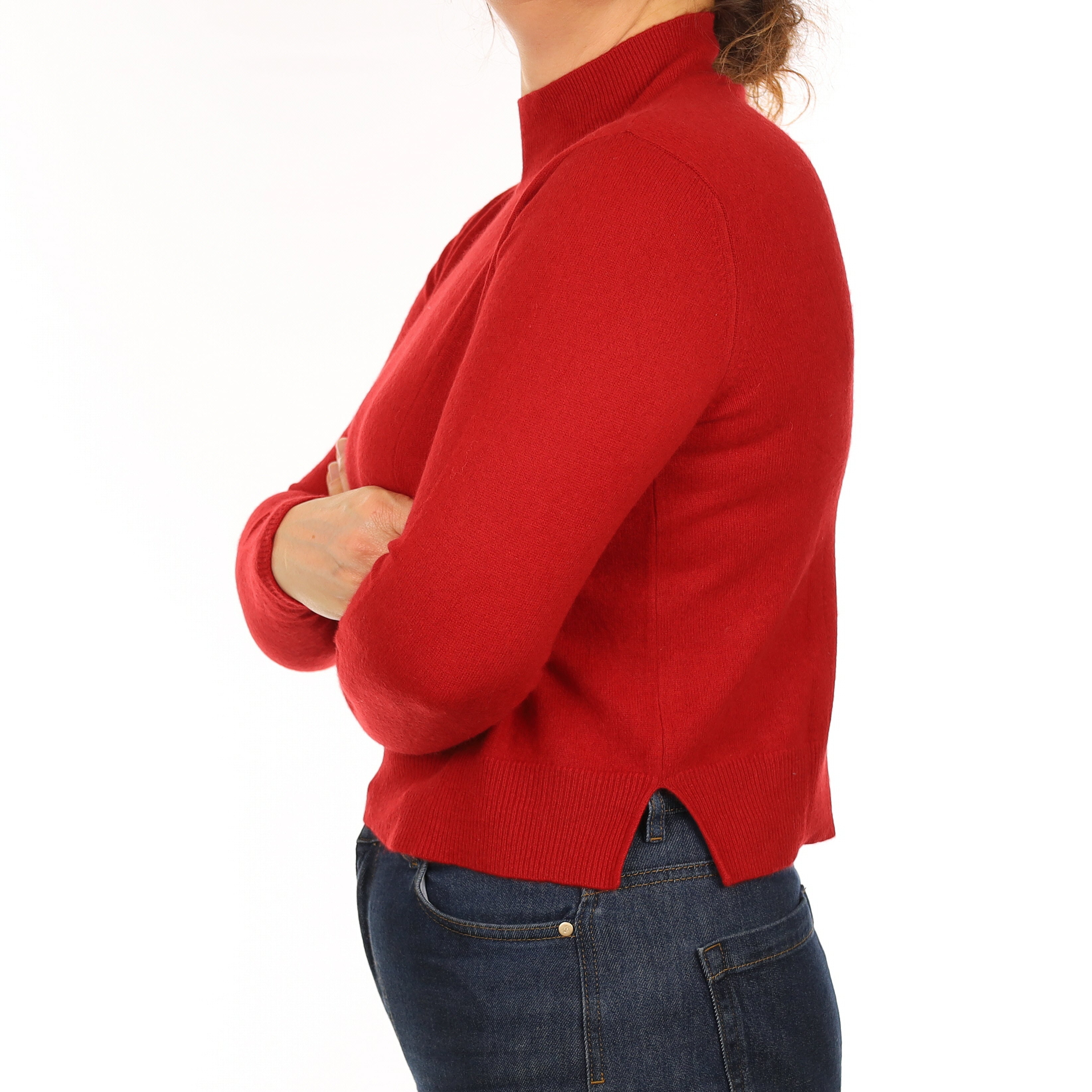 Berry Red Cashmere Turtle Neck Jumper Medium