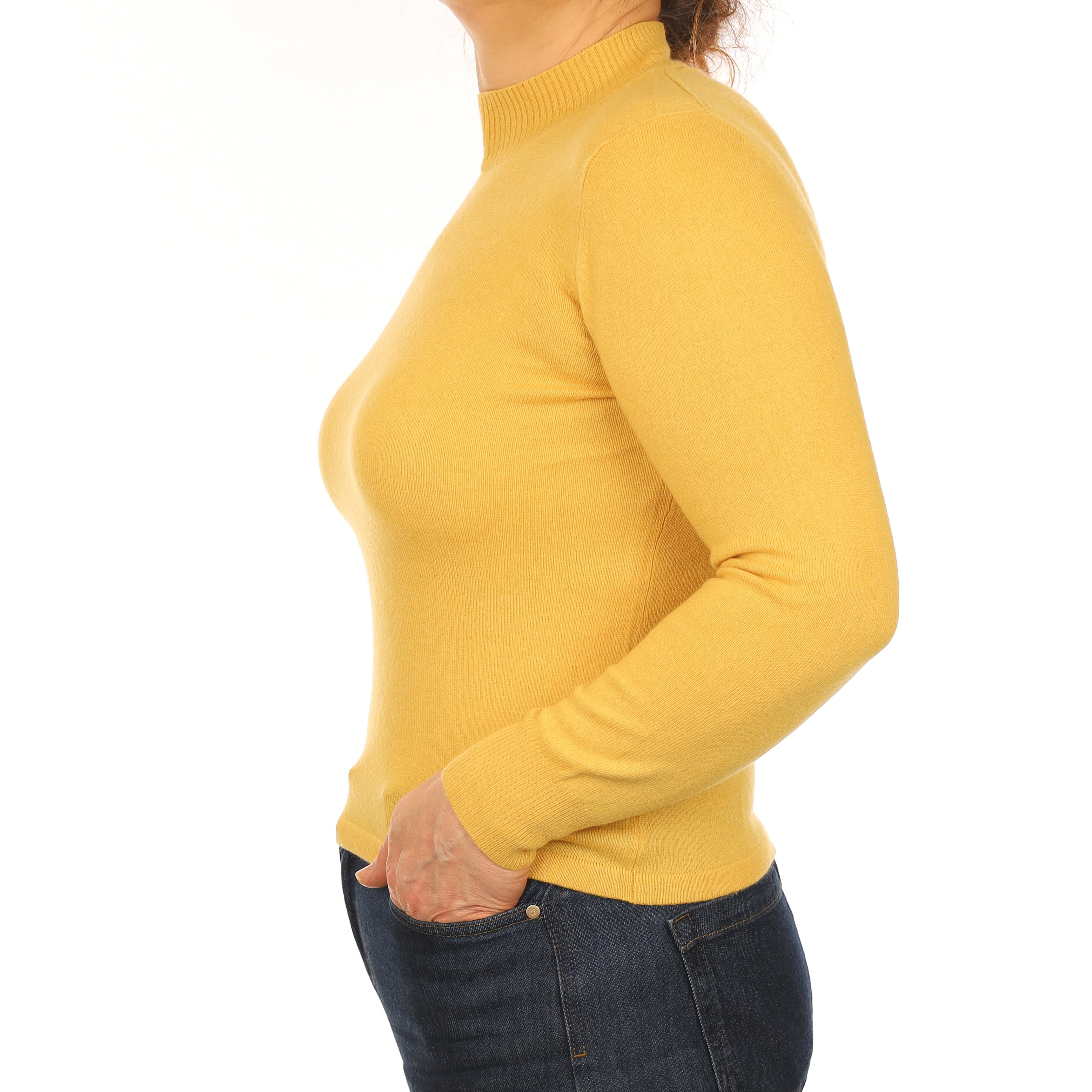 Marigold Yellow Cashmere Turtle Neck Jumper Medium