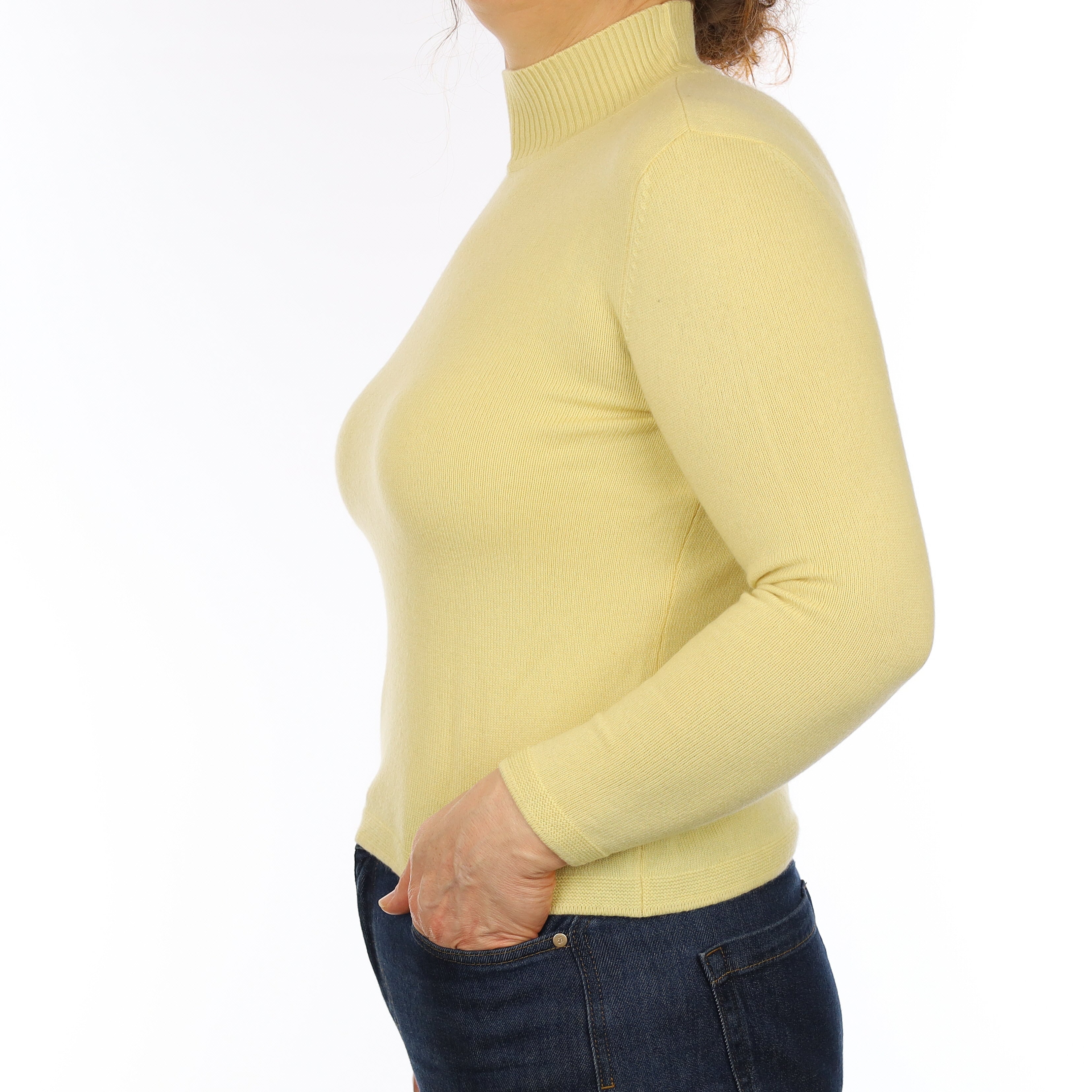 Primrose Yellow Cashmere Turtle Neck Jumper Medium
