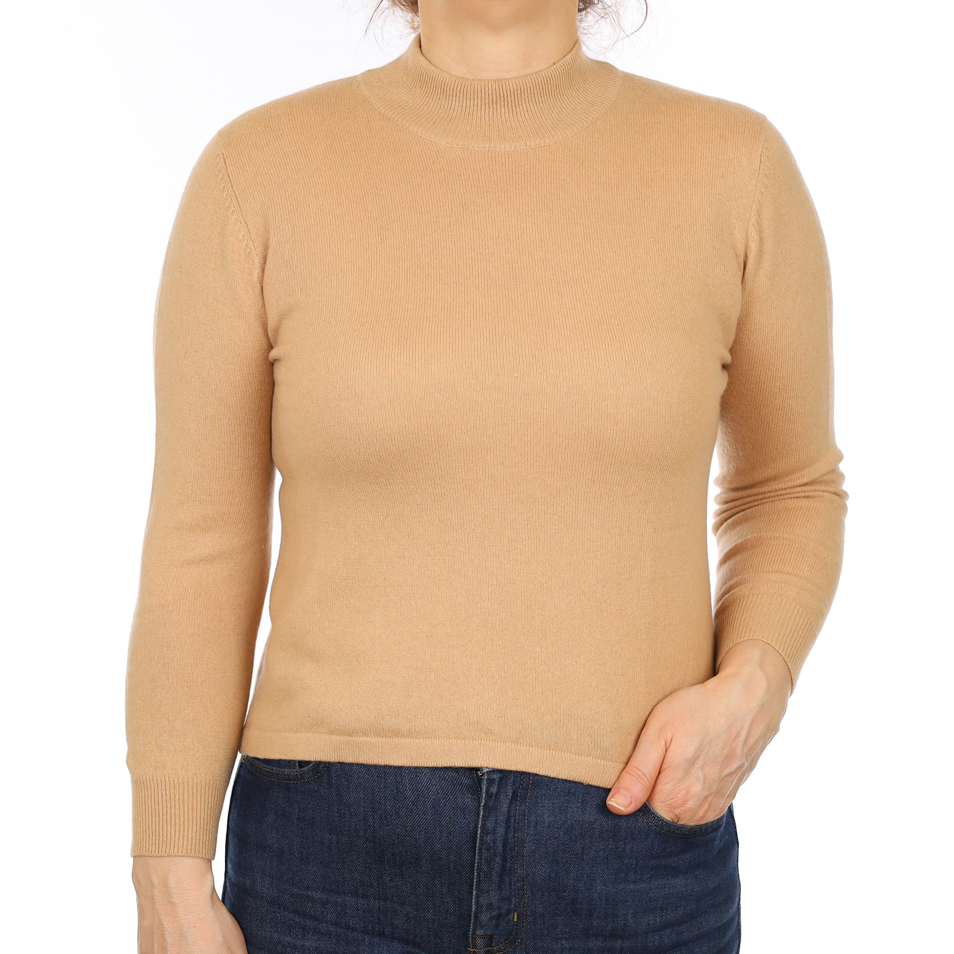 Sand Beige Cashmere Turtle Neck Jumper Medium