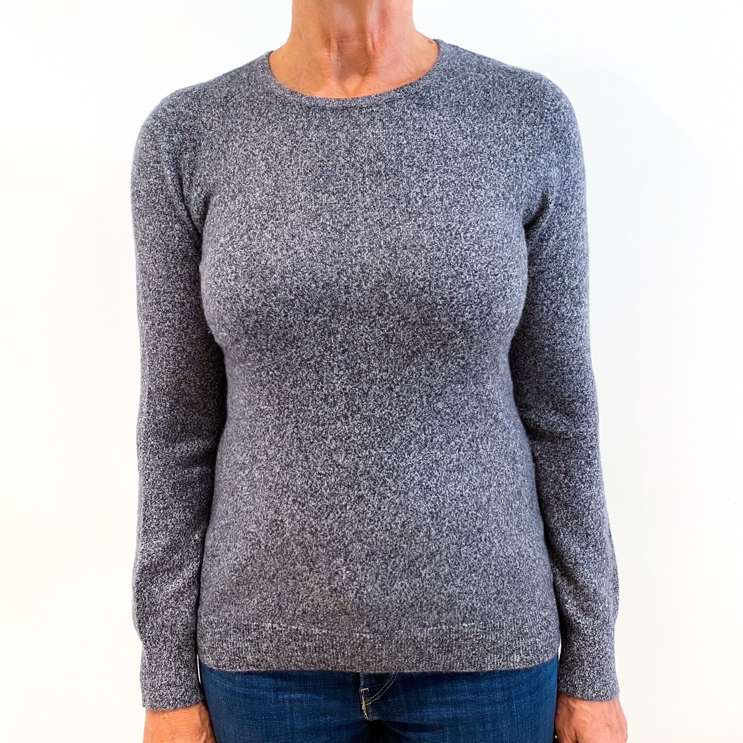Grey Marl Cashmere Crew Neck Jumper Medium