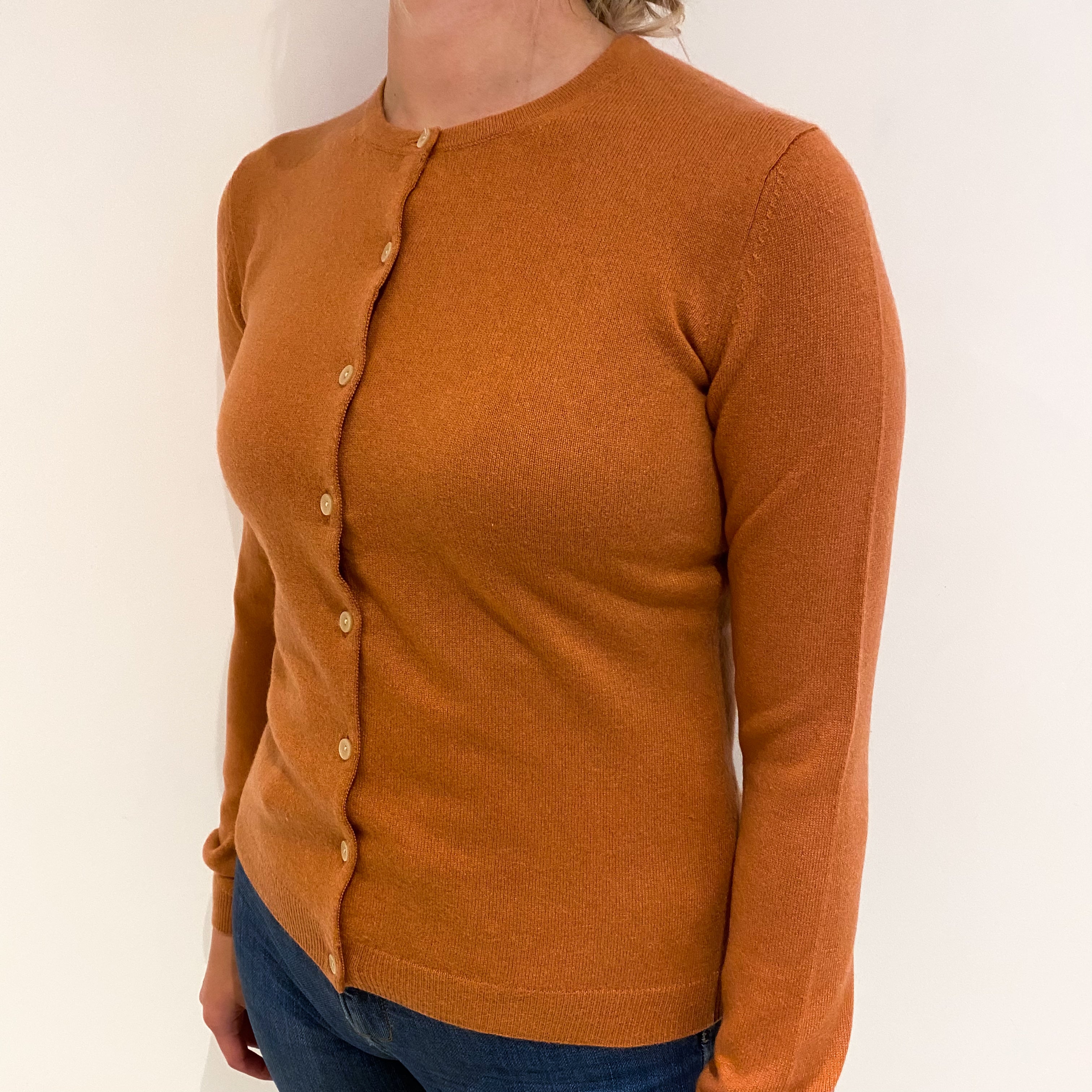 Pale Terracotta Cashmere Crew Cardigan Small