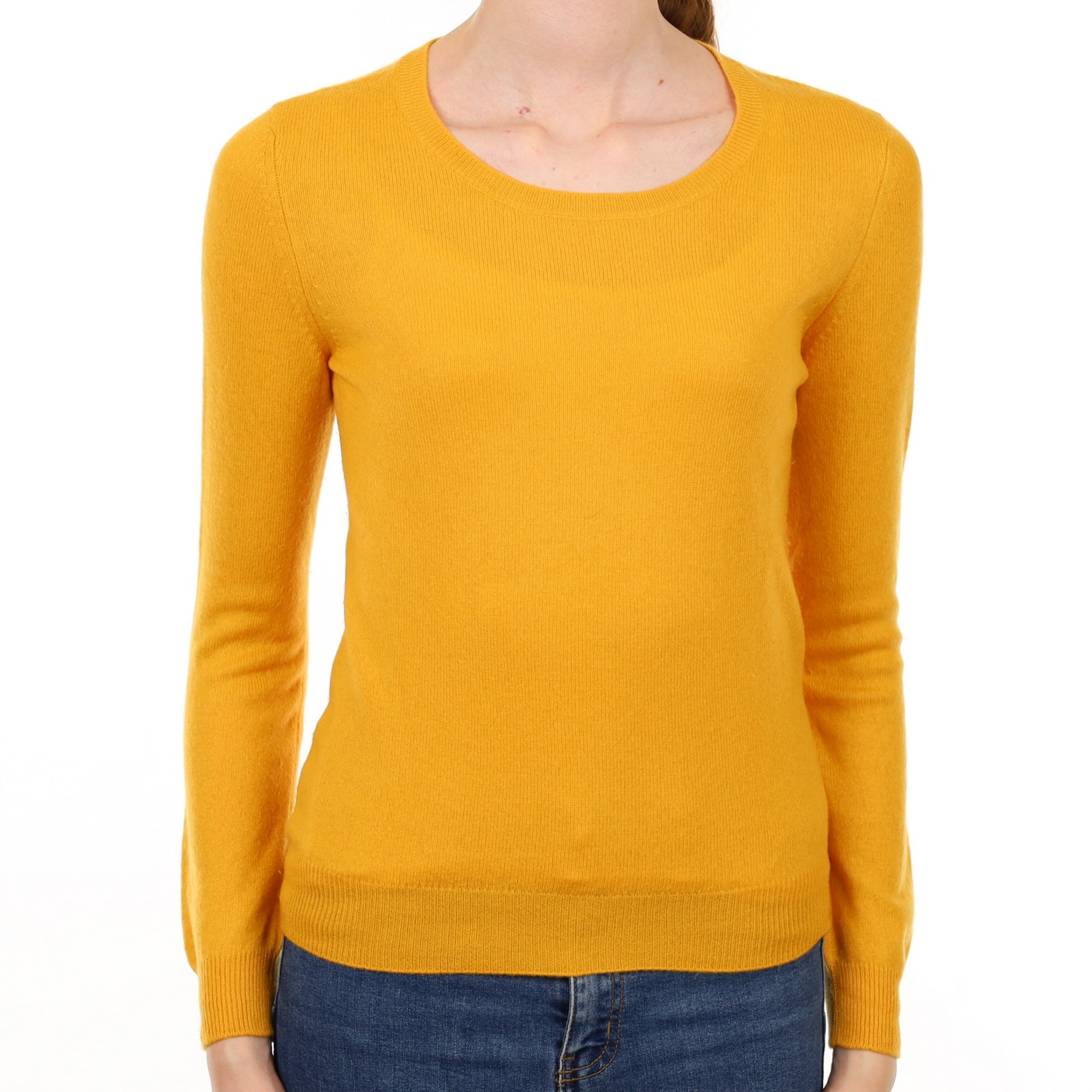 Marigold Yellow Cashmere Crew Neck Jumper Extra Small