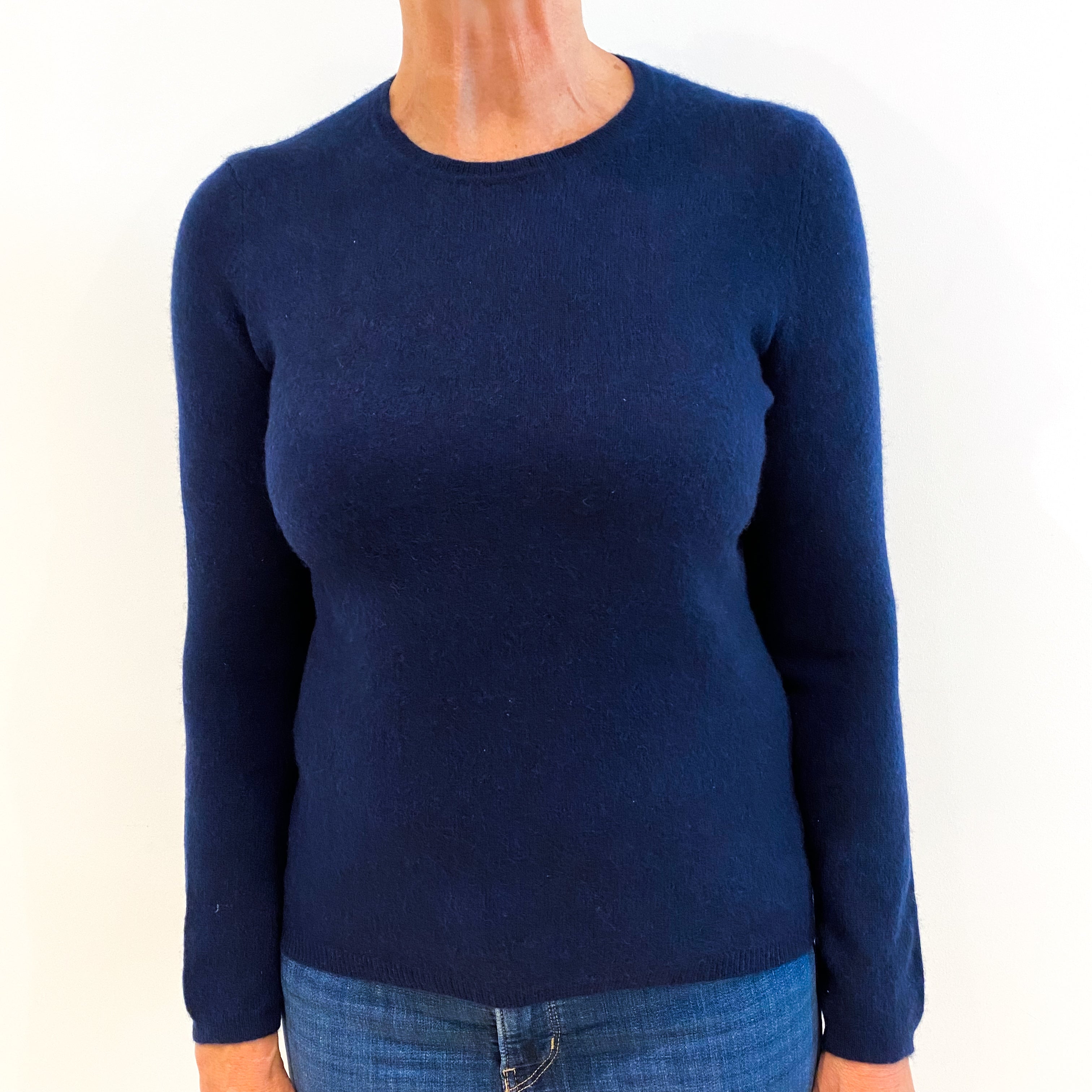Navy Blue Cashmere Crew Neck Jumper Medium