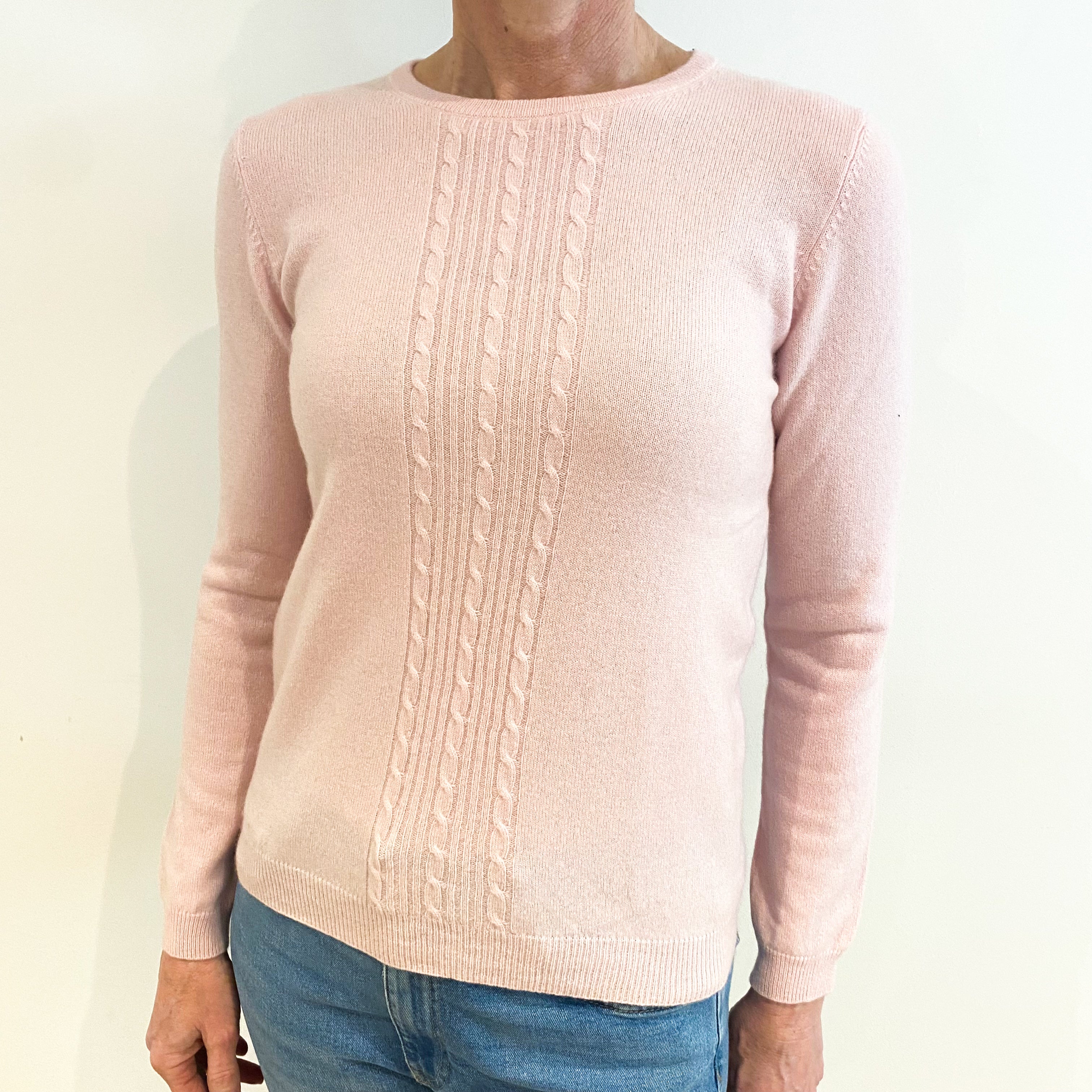 Shell Pink Cashmere Crew Neck Jumper Small