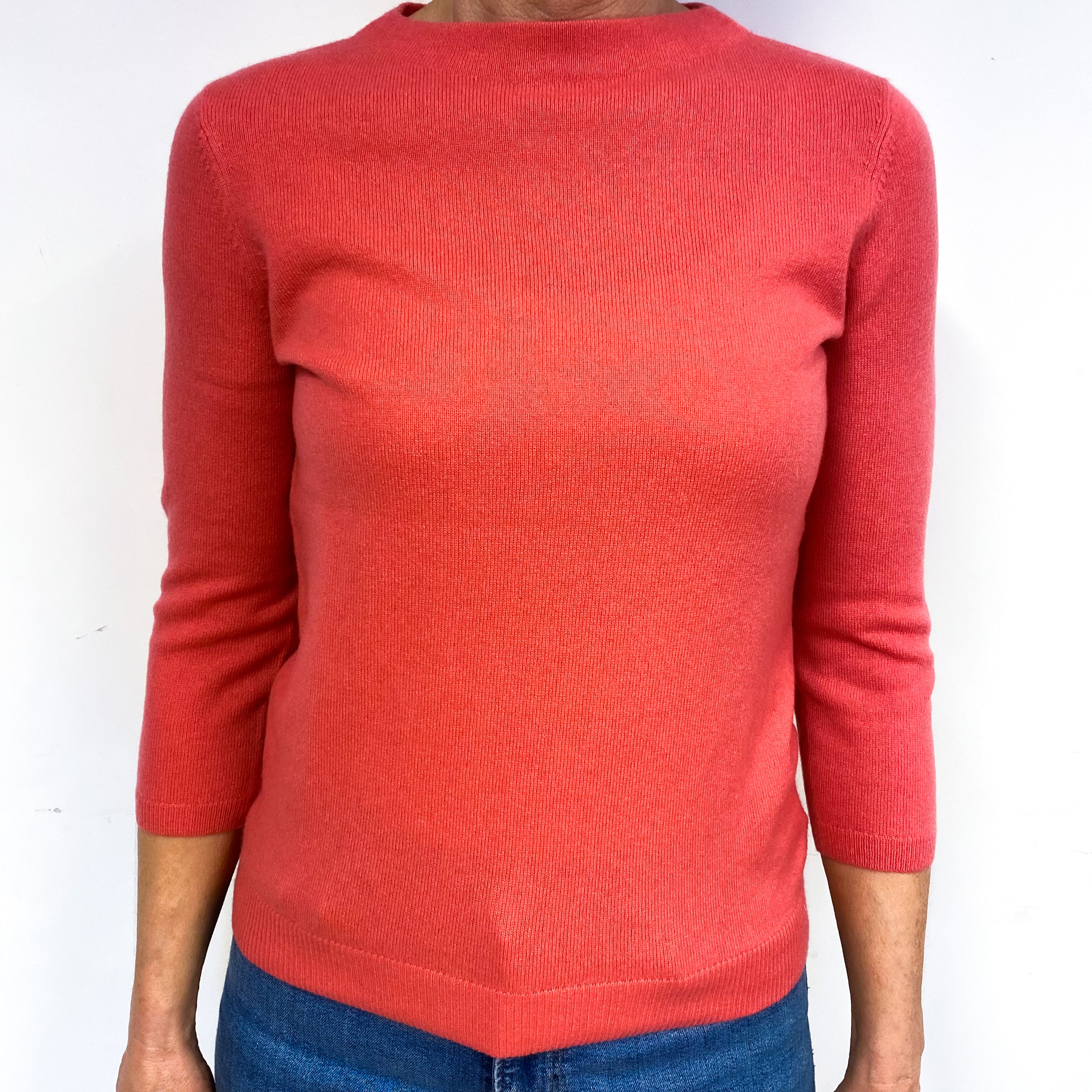 Flamingo Pink Cashmere Crew Neck Jumper Medium