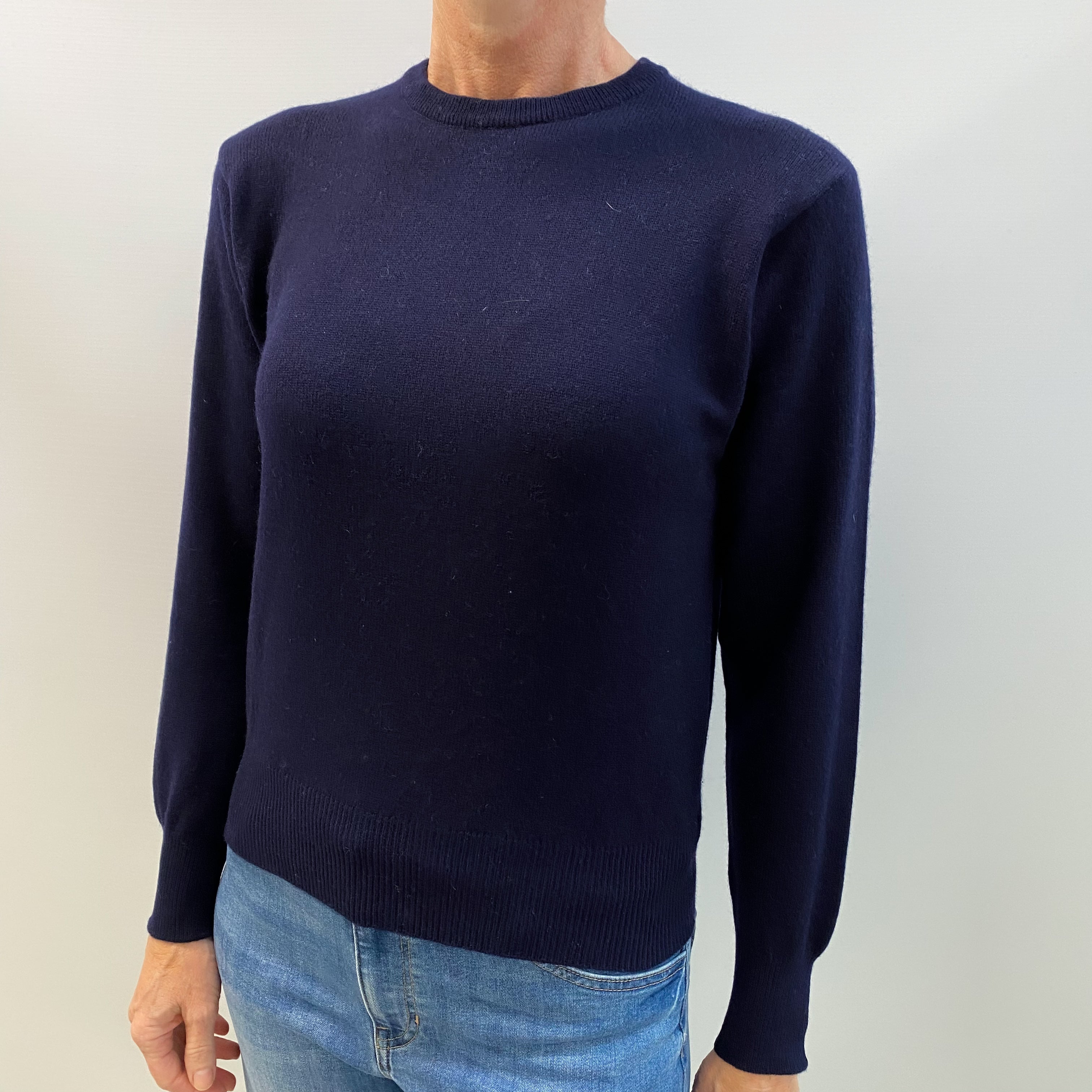 Navy Blue Cashmere Crew Neck Jumper Small
