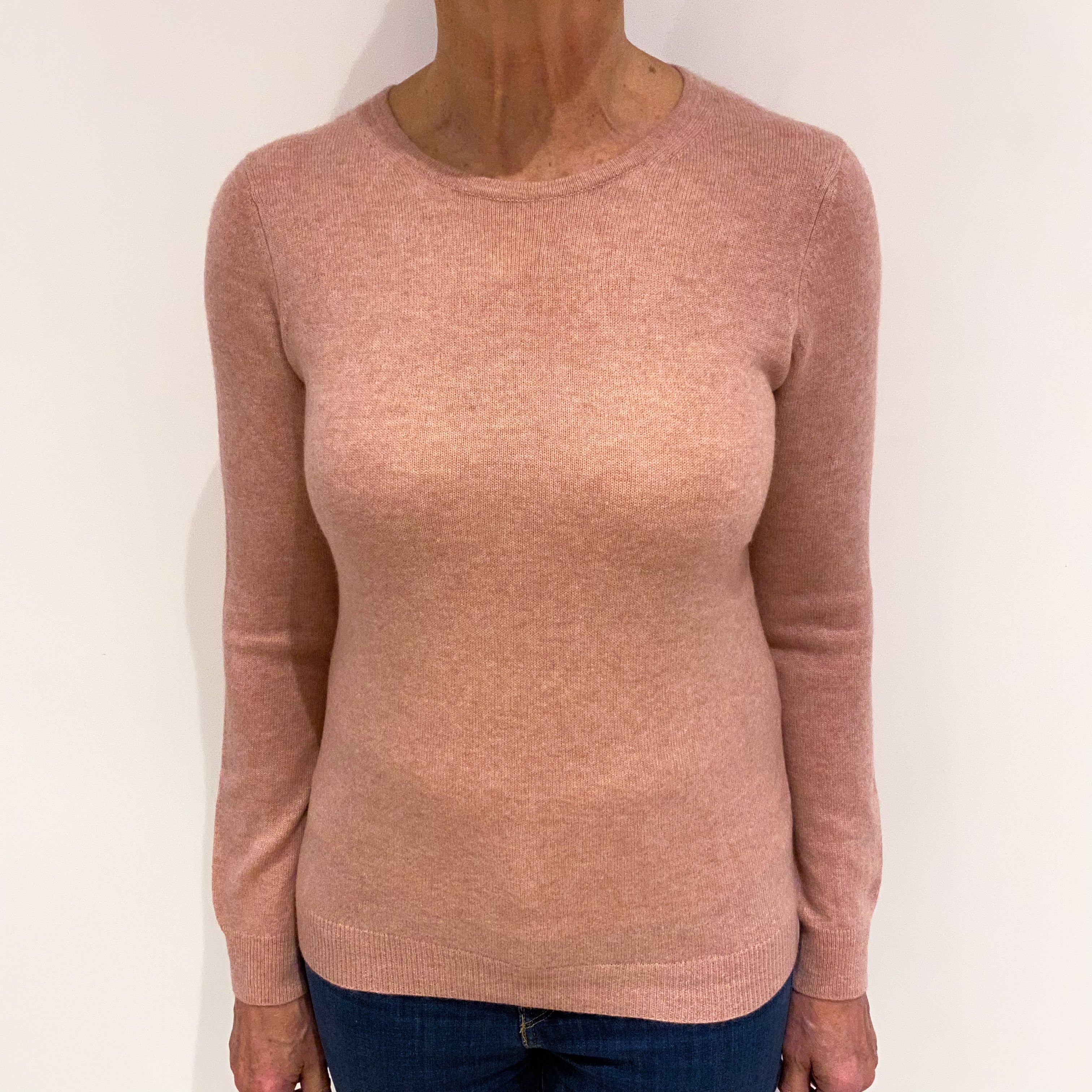 Crushed Strawberry Pink Cashmere Crew Neck Jumper Medium
