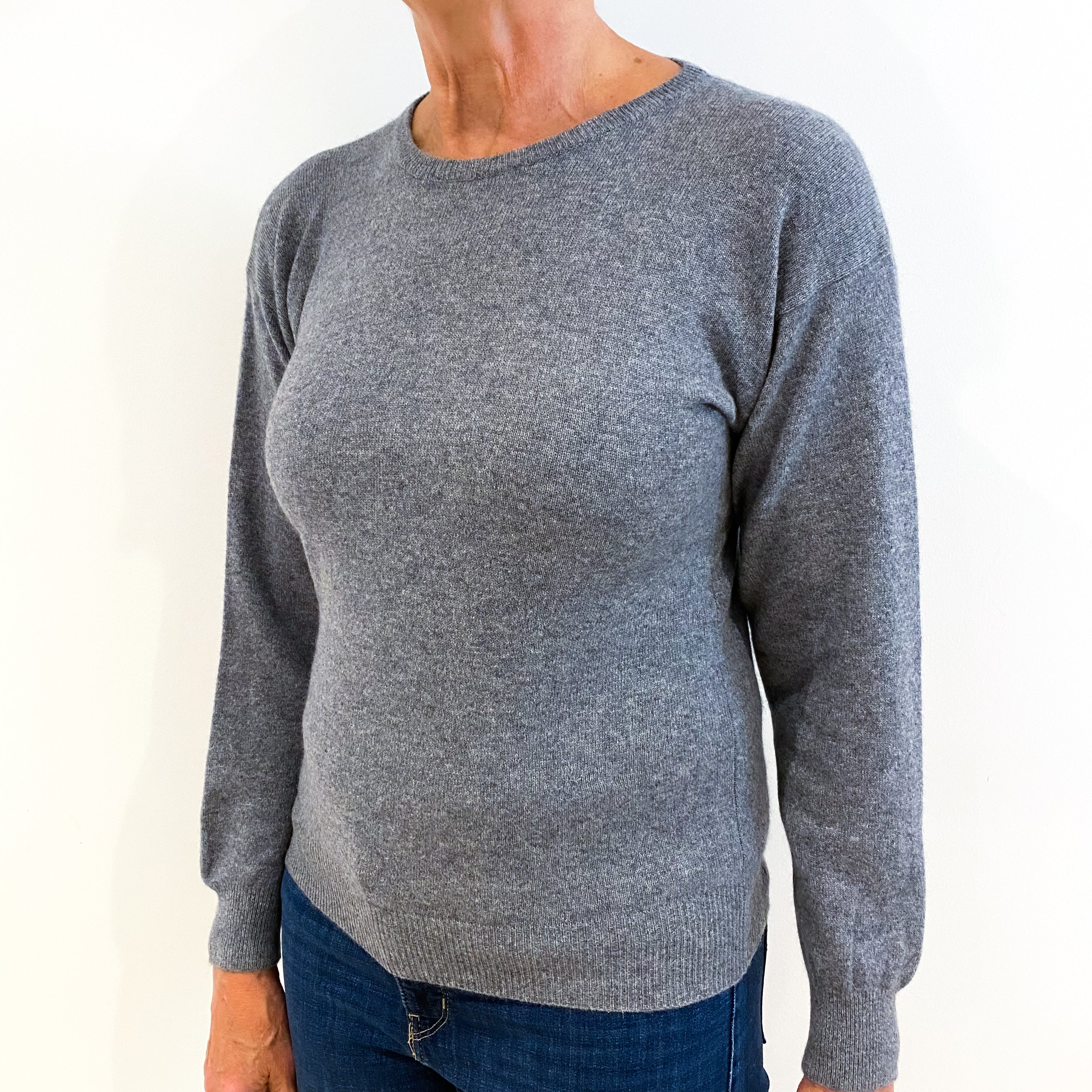 Ash Grey Cashmere Crew Neck Jumper Medium