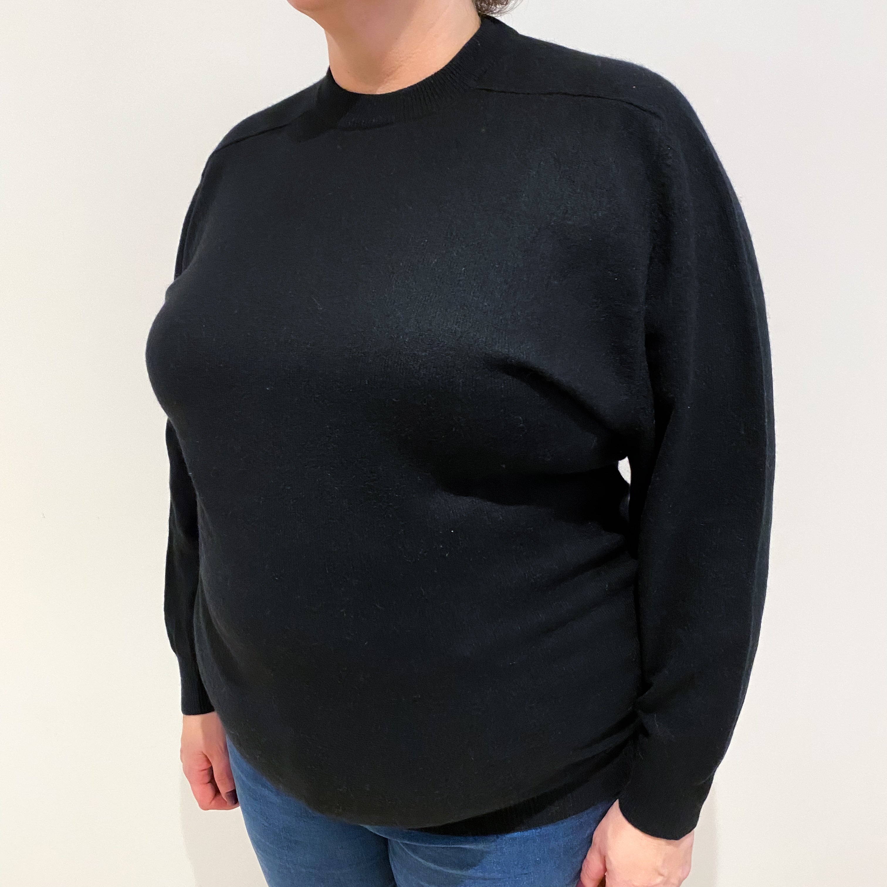 Black Cashmere Crew Neck Jumper Extra Large