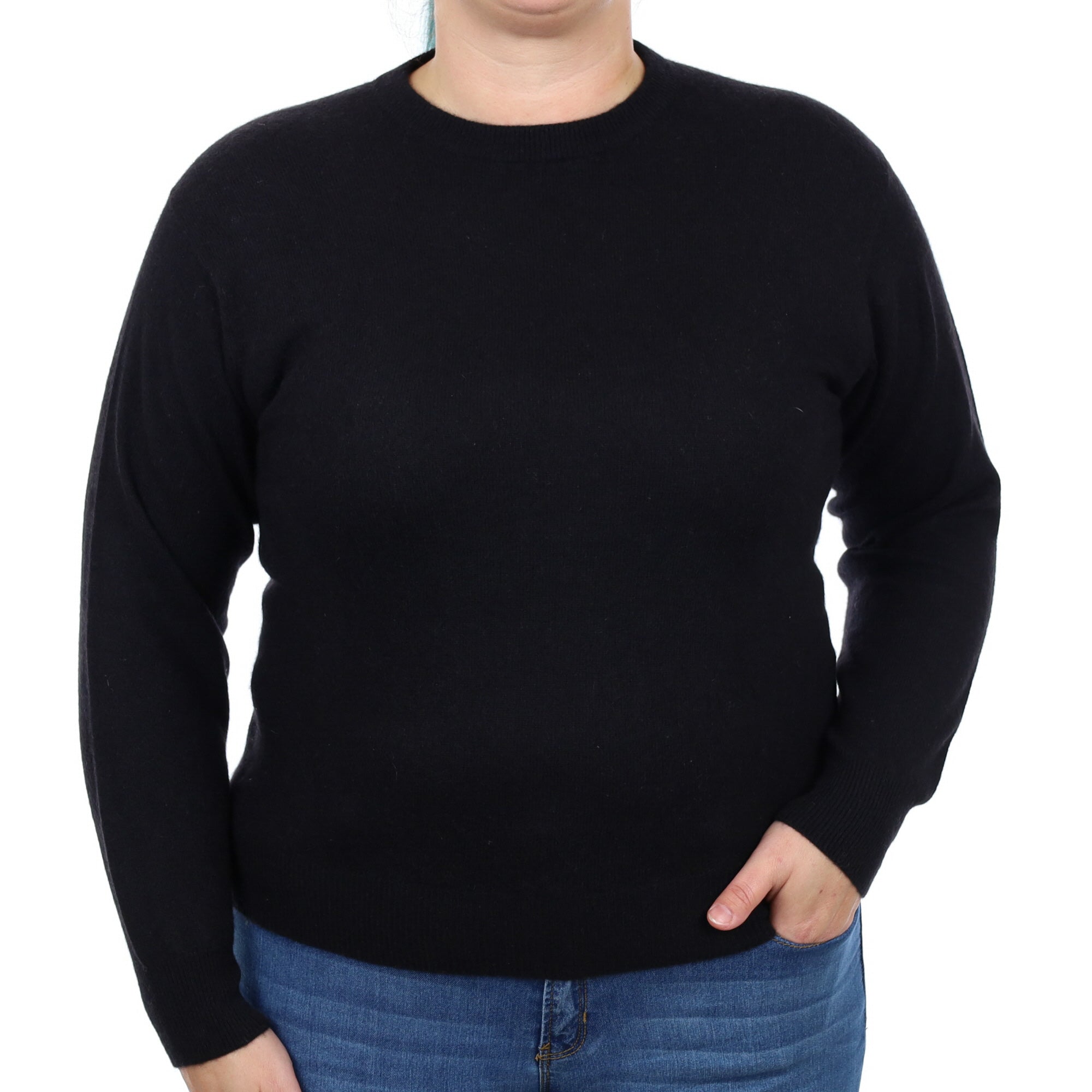 Black Cashmere Crew Neck Jumper Large