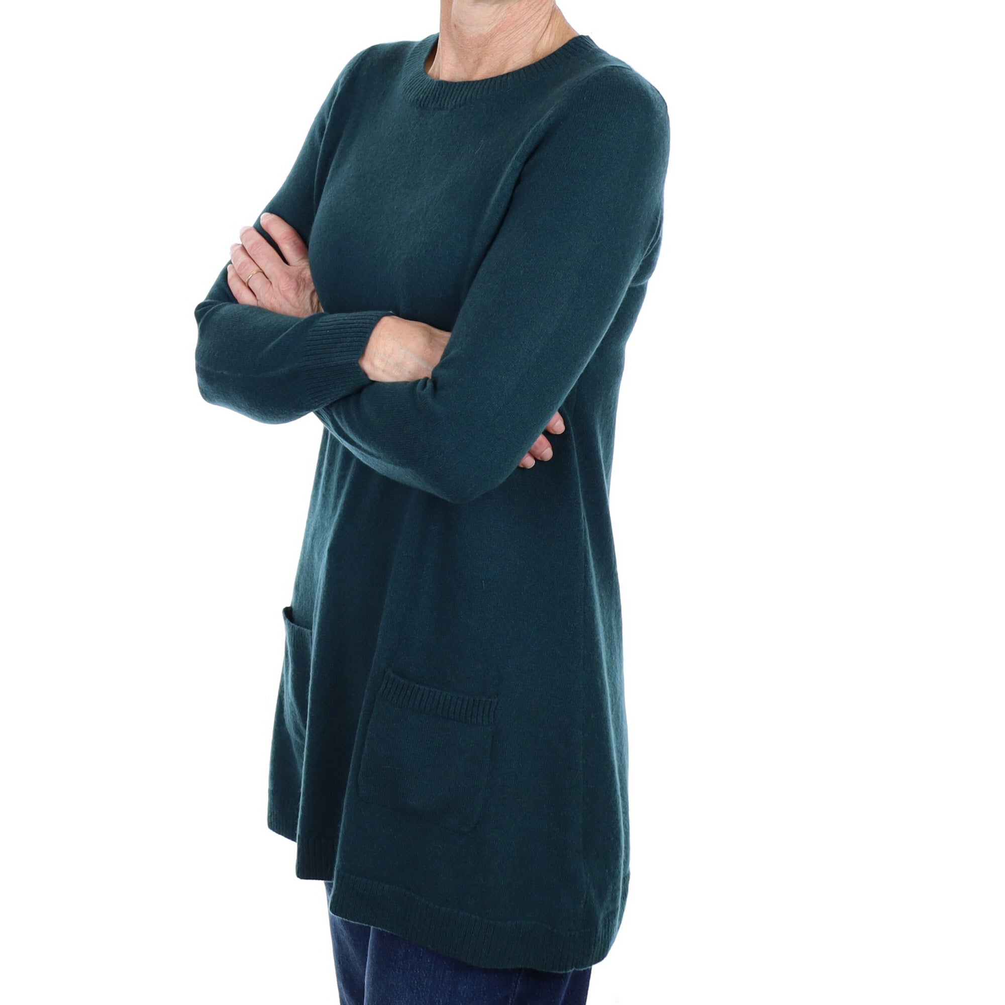 Forest Green Cashmere Crew Neck Jumper Small