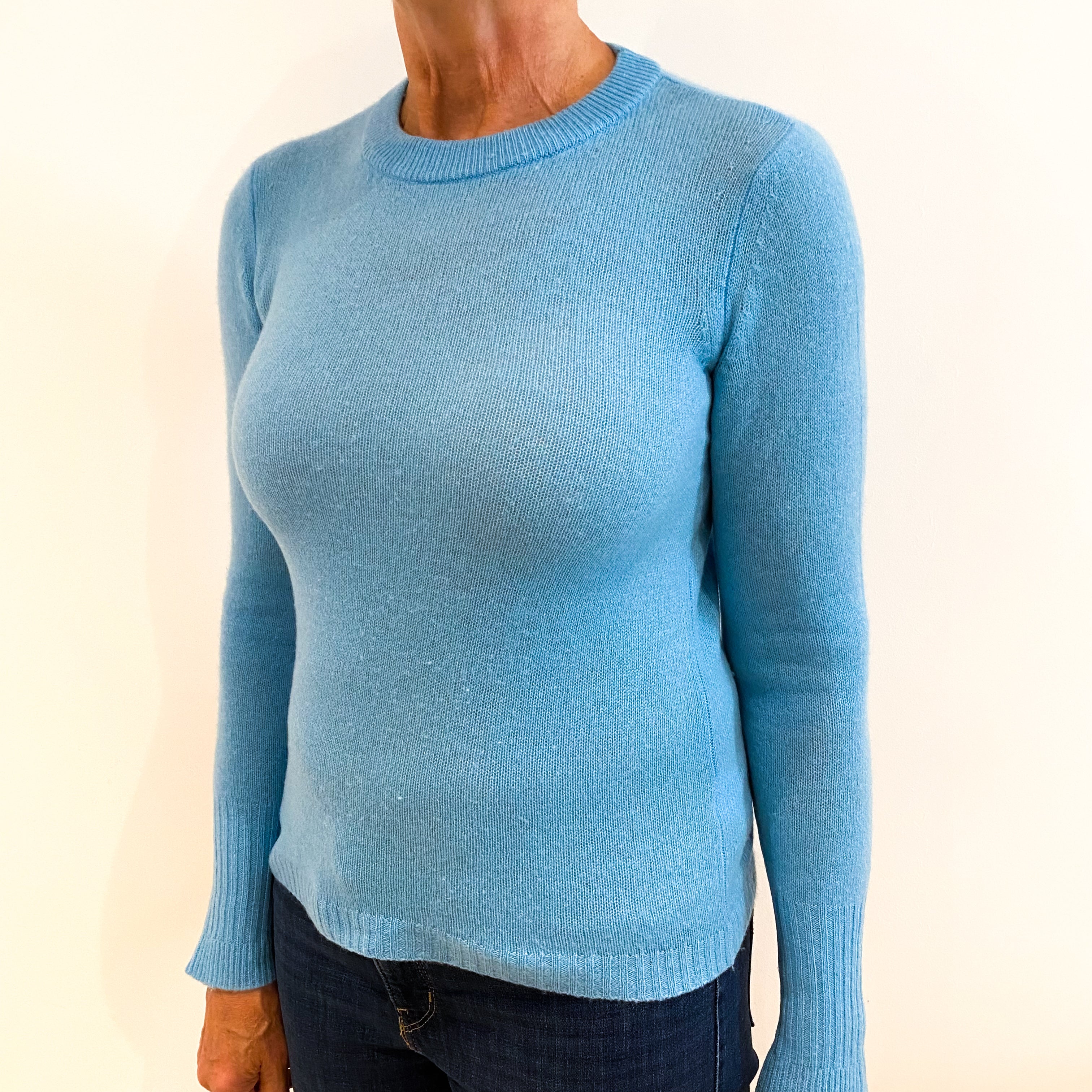 Sky Blue Cashmere Crew Neck Jumper Medium