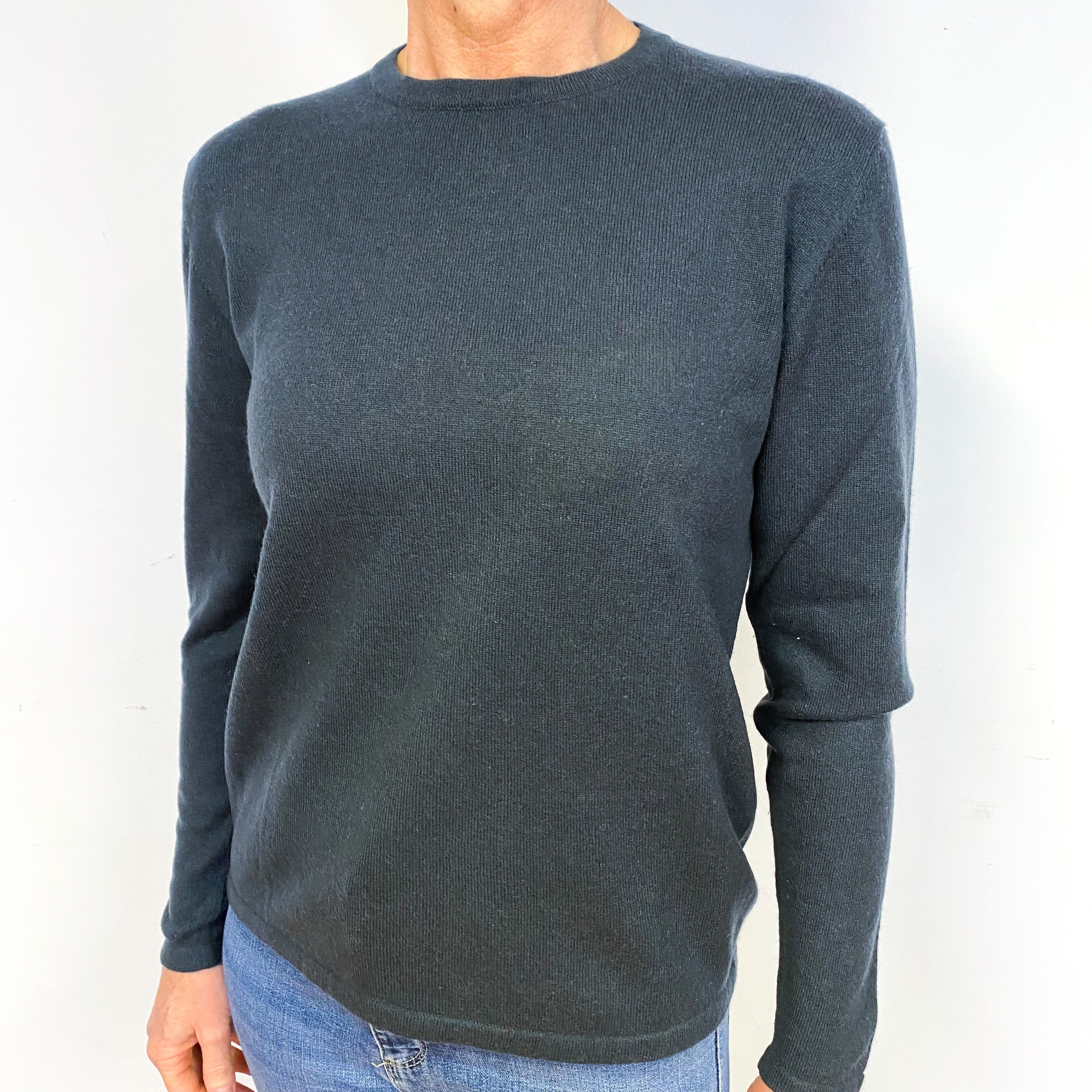 Charcoal Grey Cashmere Crew Neck Jumper Medium