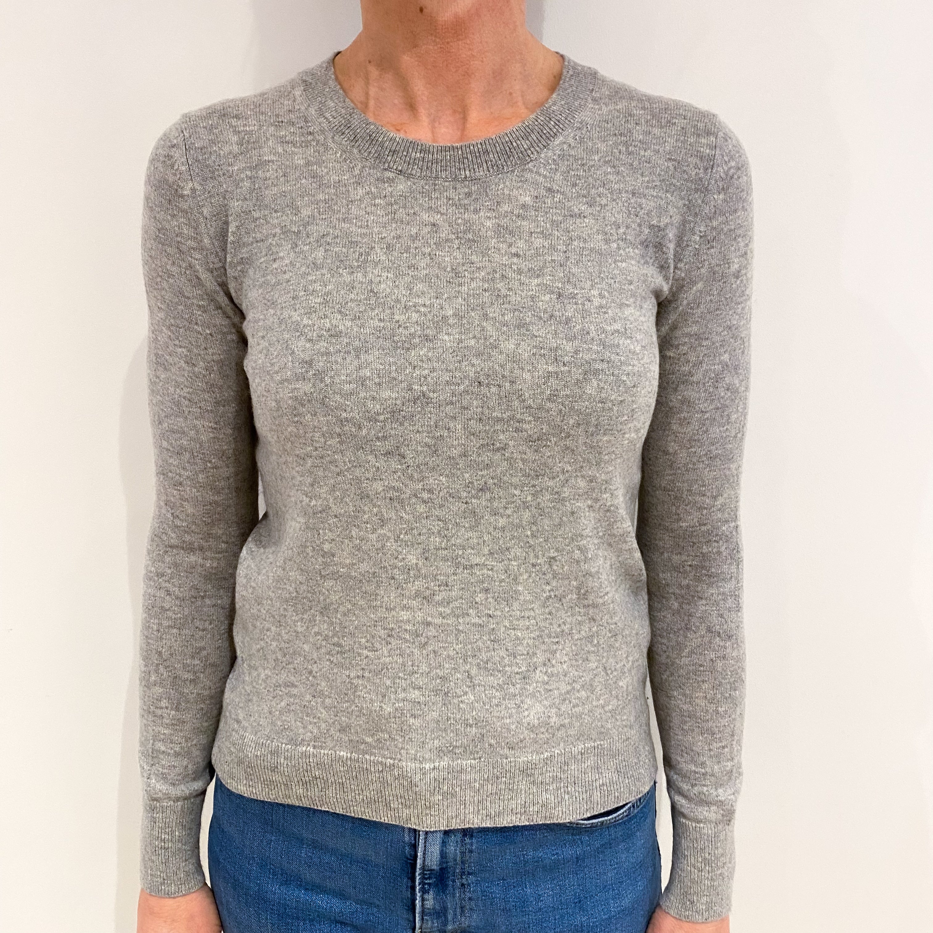 Smoke Grey Cashmere Crew Neck Jumper Small
