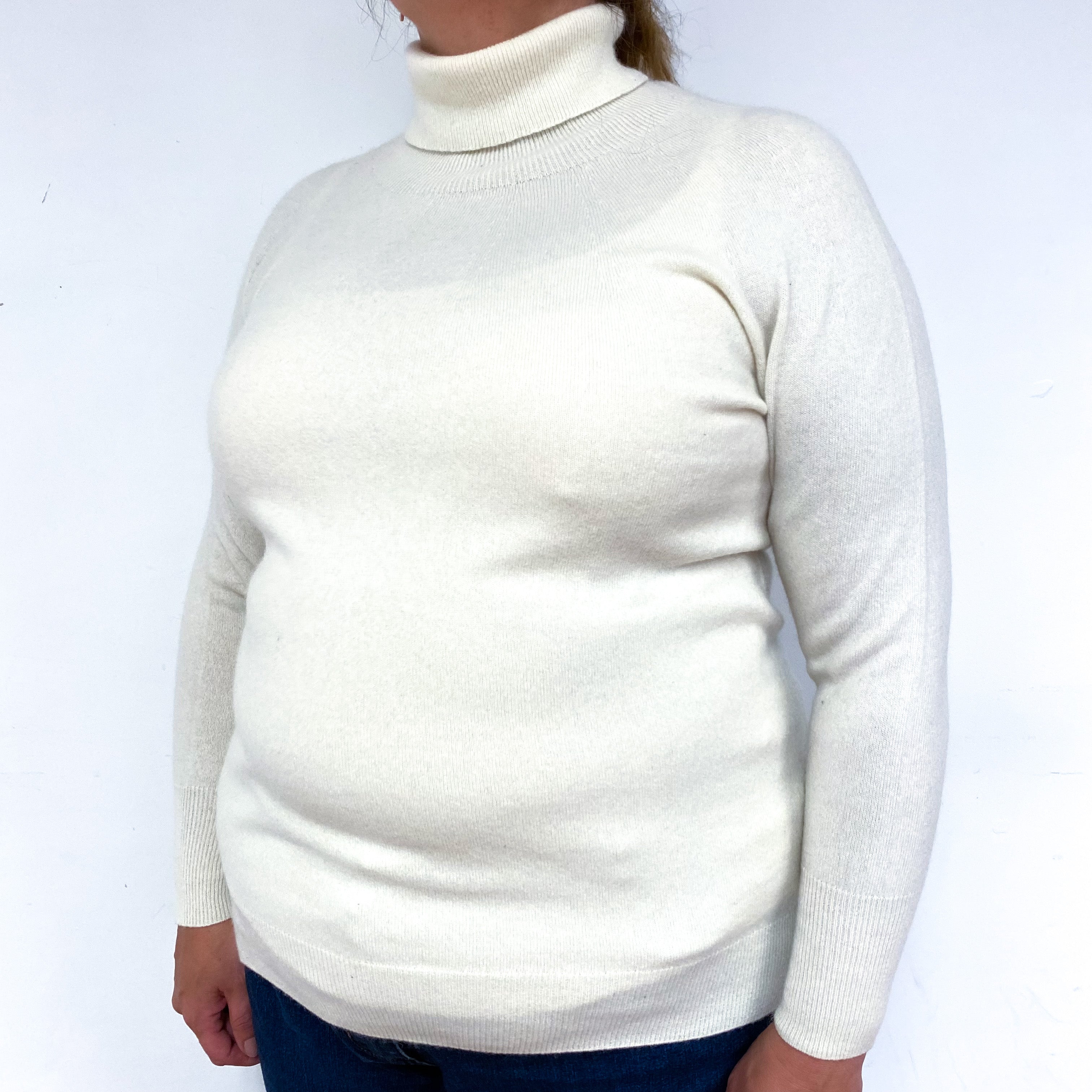 Cream Cashmere Polo Neck Jumper Extra Large