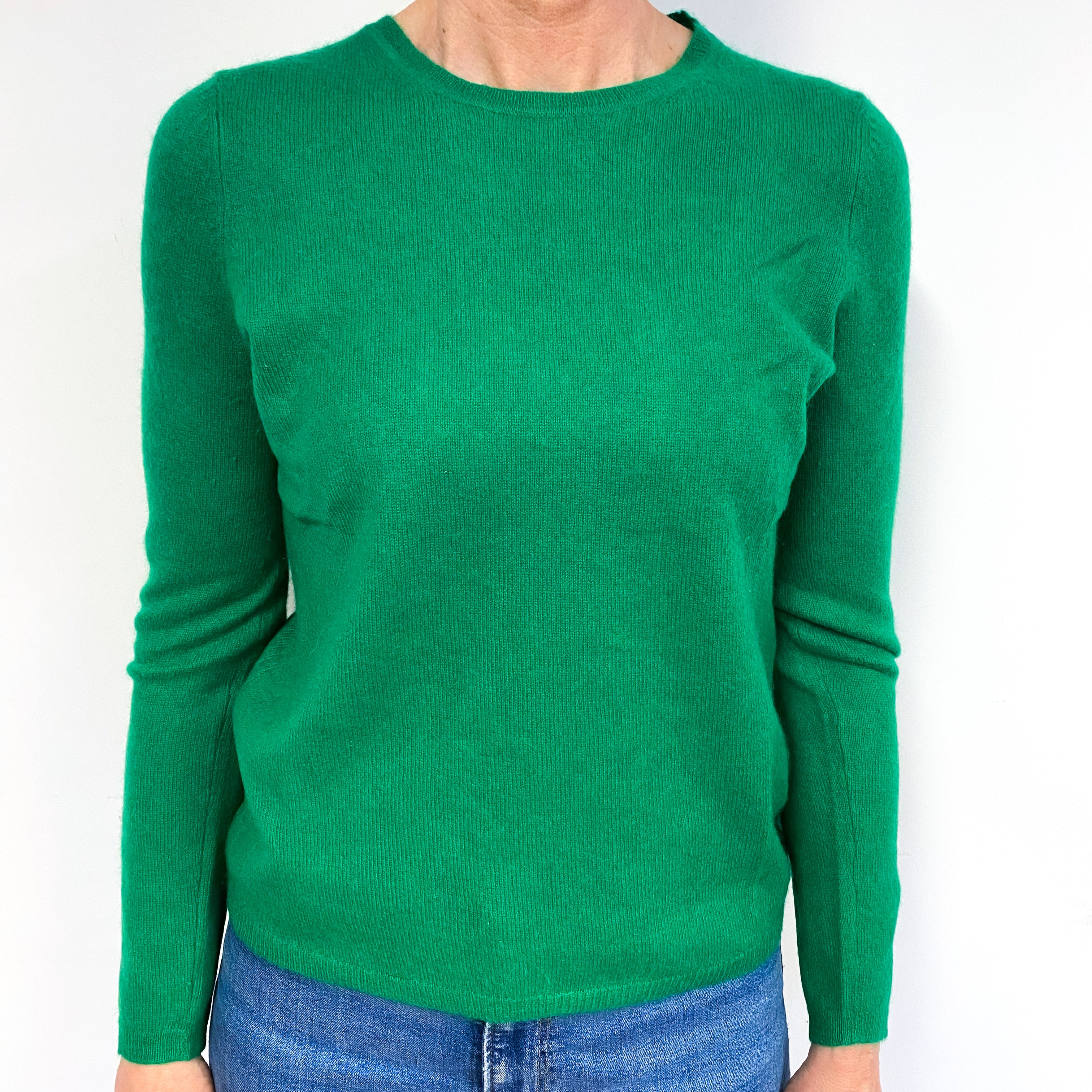 Shamrock Green Cashmere Crew Neck Jumper Medium