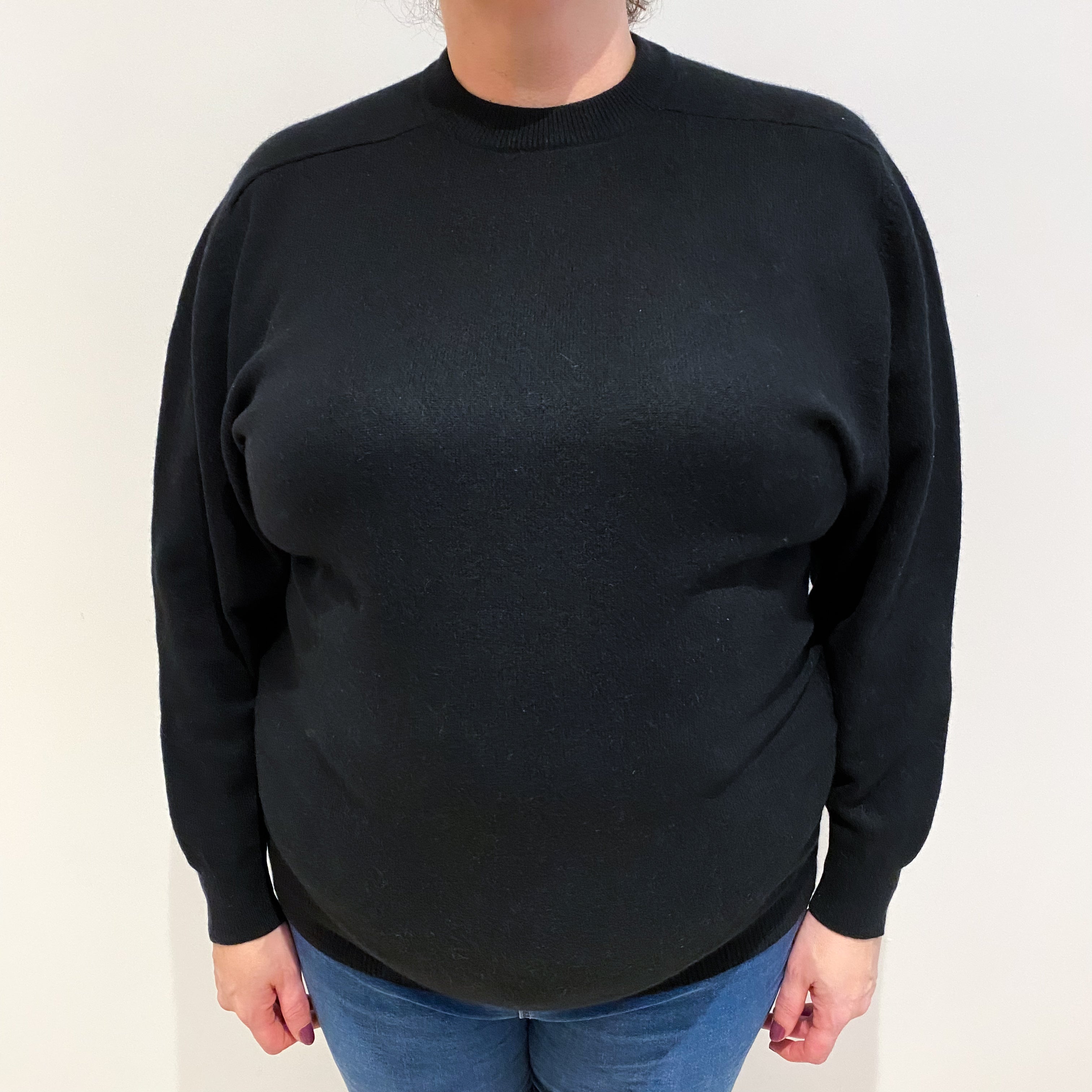 Black Cashmere Crew Neck Jumper Extra Large