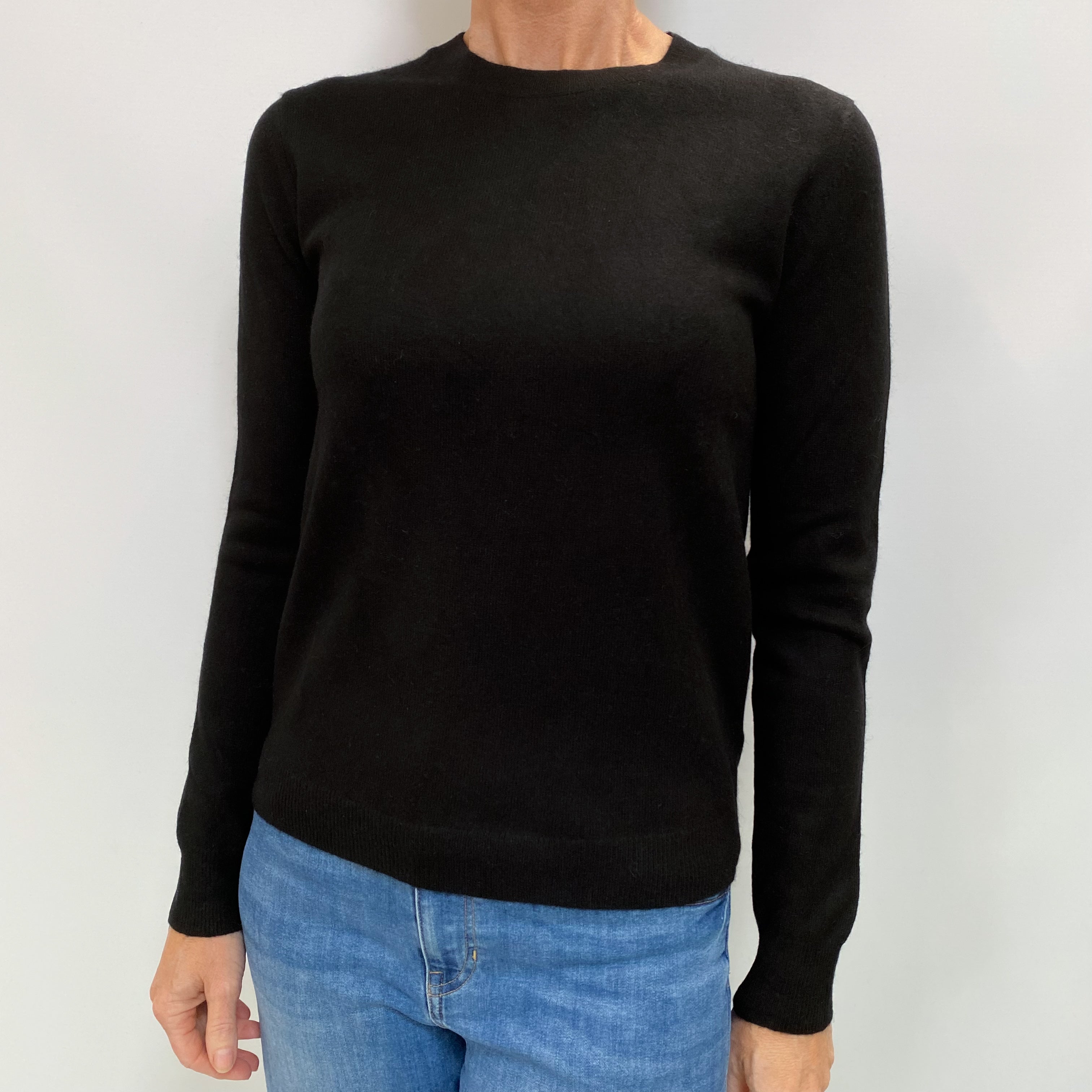 Black Cashmere Crew Neck Jumper Small