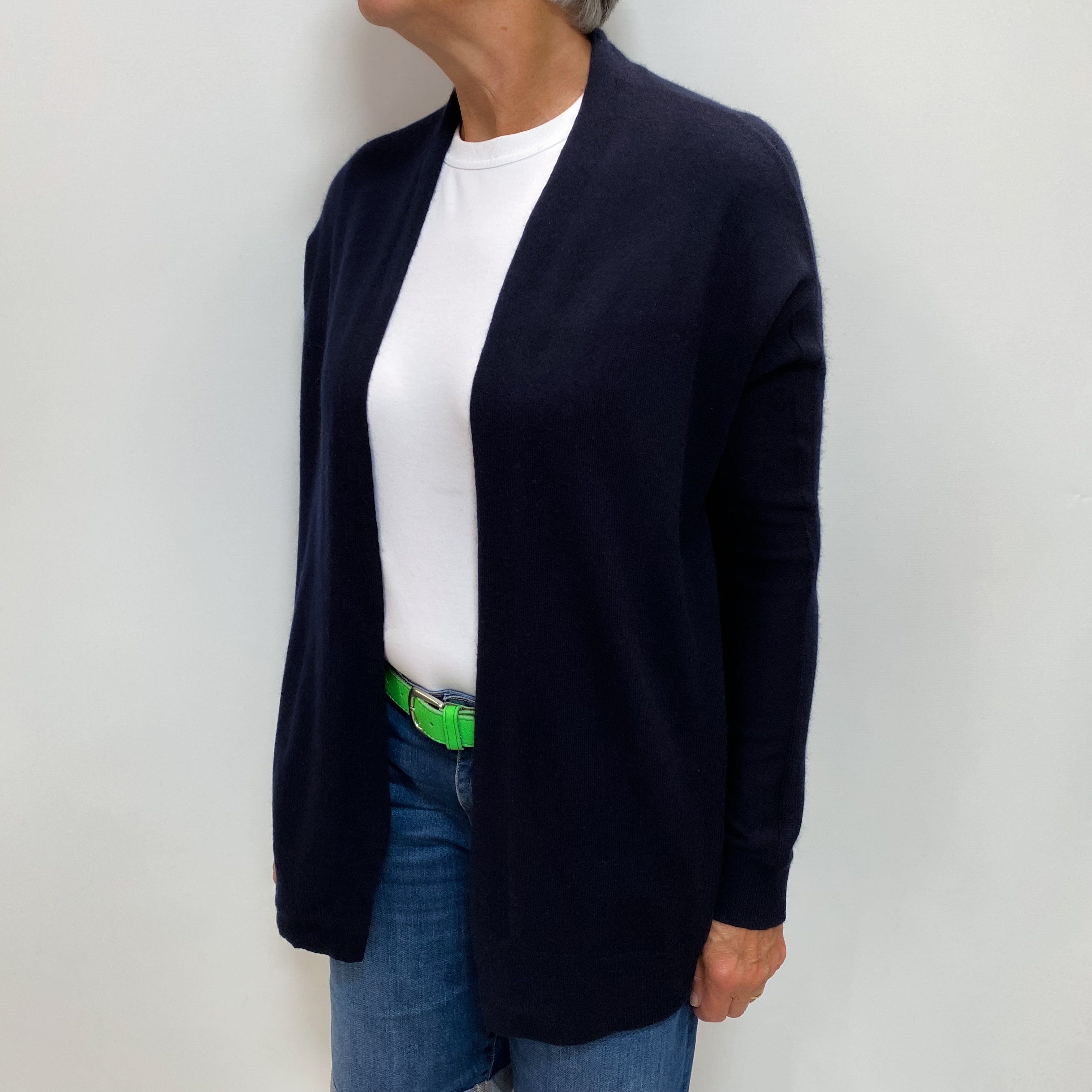 Navy Cashmere Edge To Edge Cardigan Medium