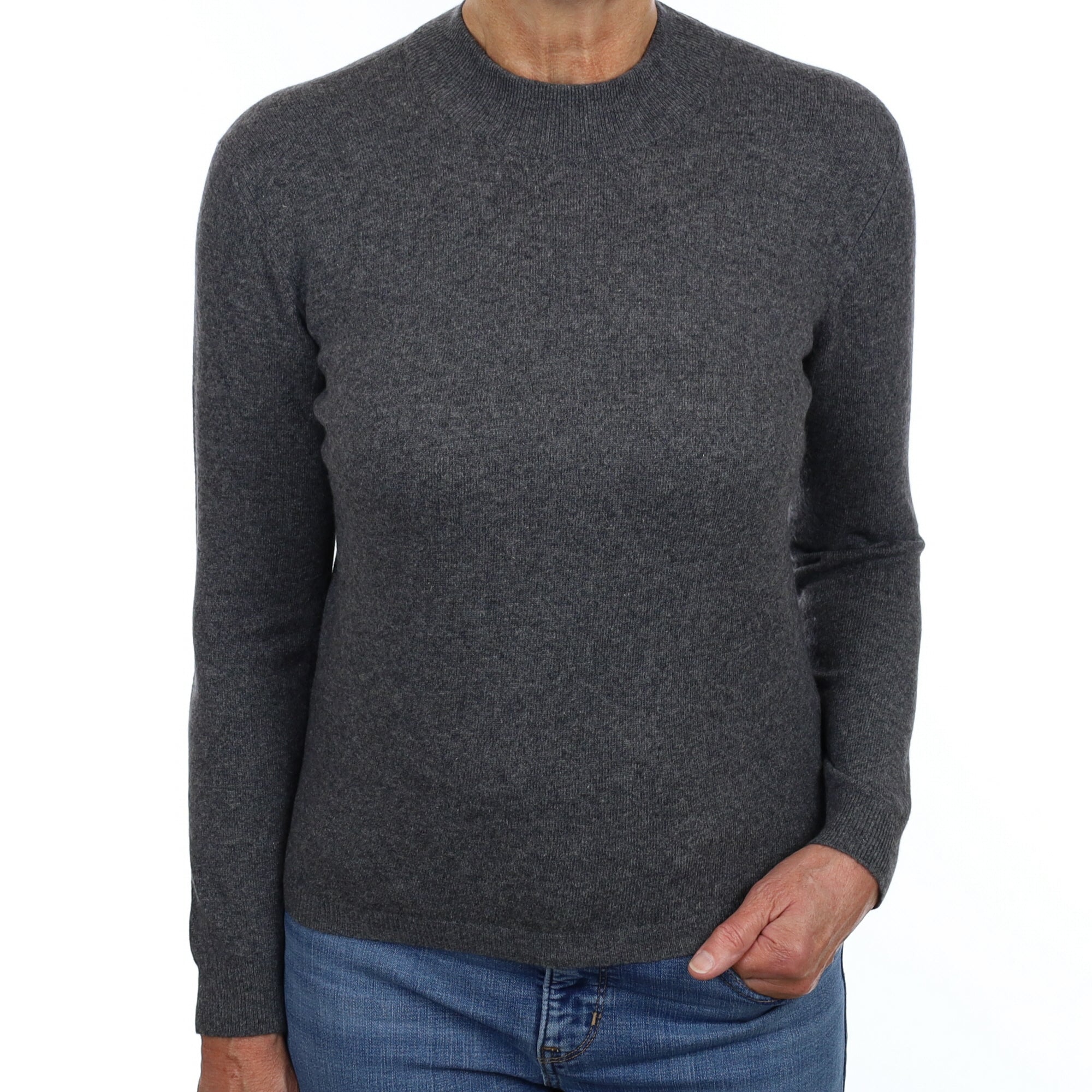 Slate Grey Cashmere Turtle Neck Jumper Medium