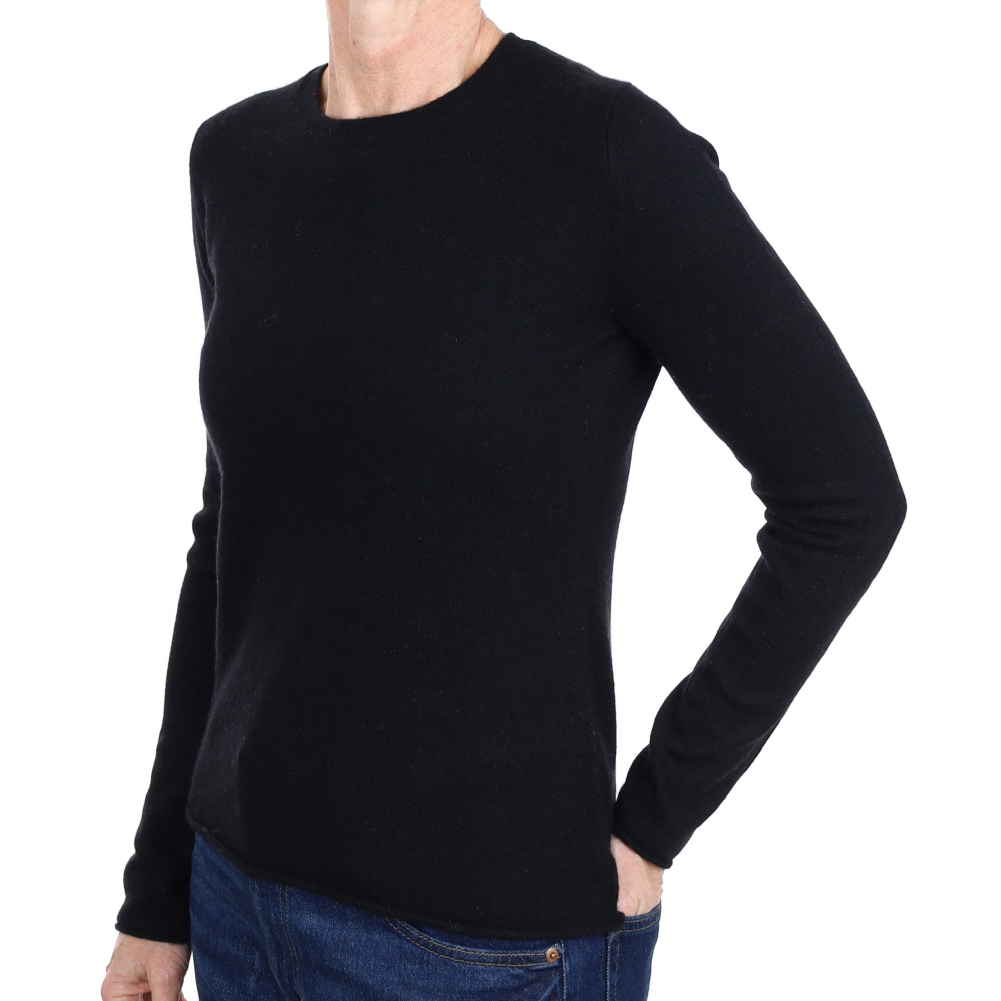 Black Cashmere Crew Neck Jumper Small
