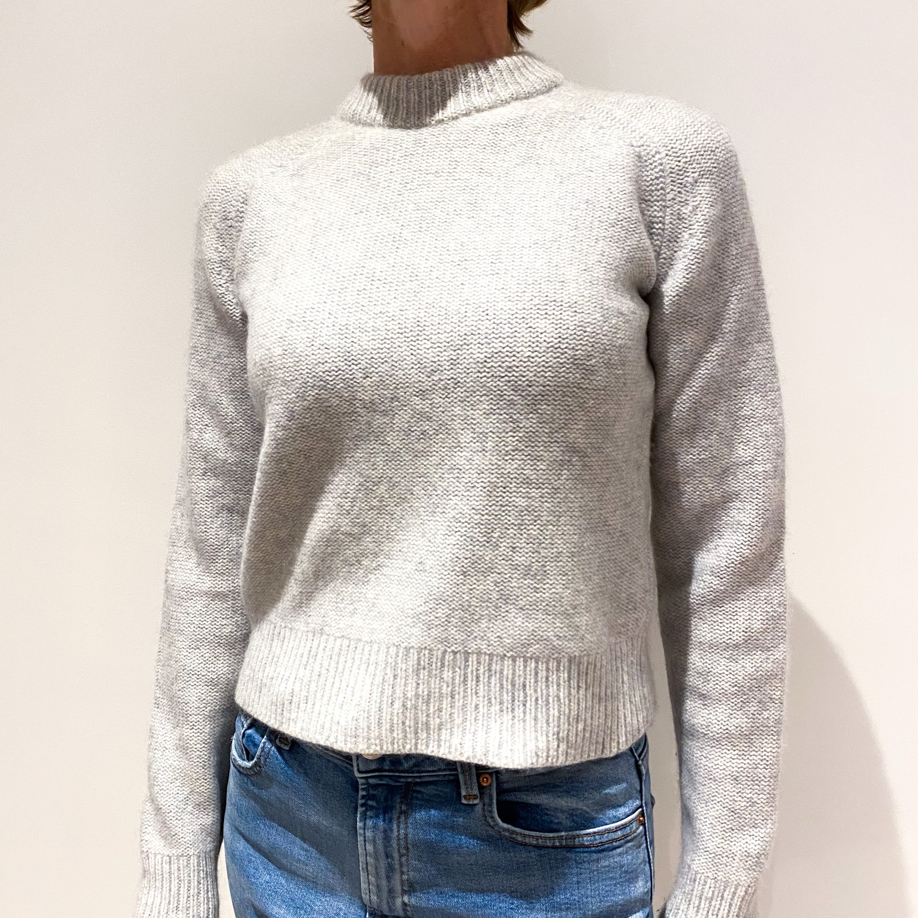 Cos Mist Grey Chunky Cashmere Crew Neck Jumper Small