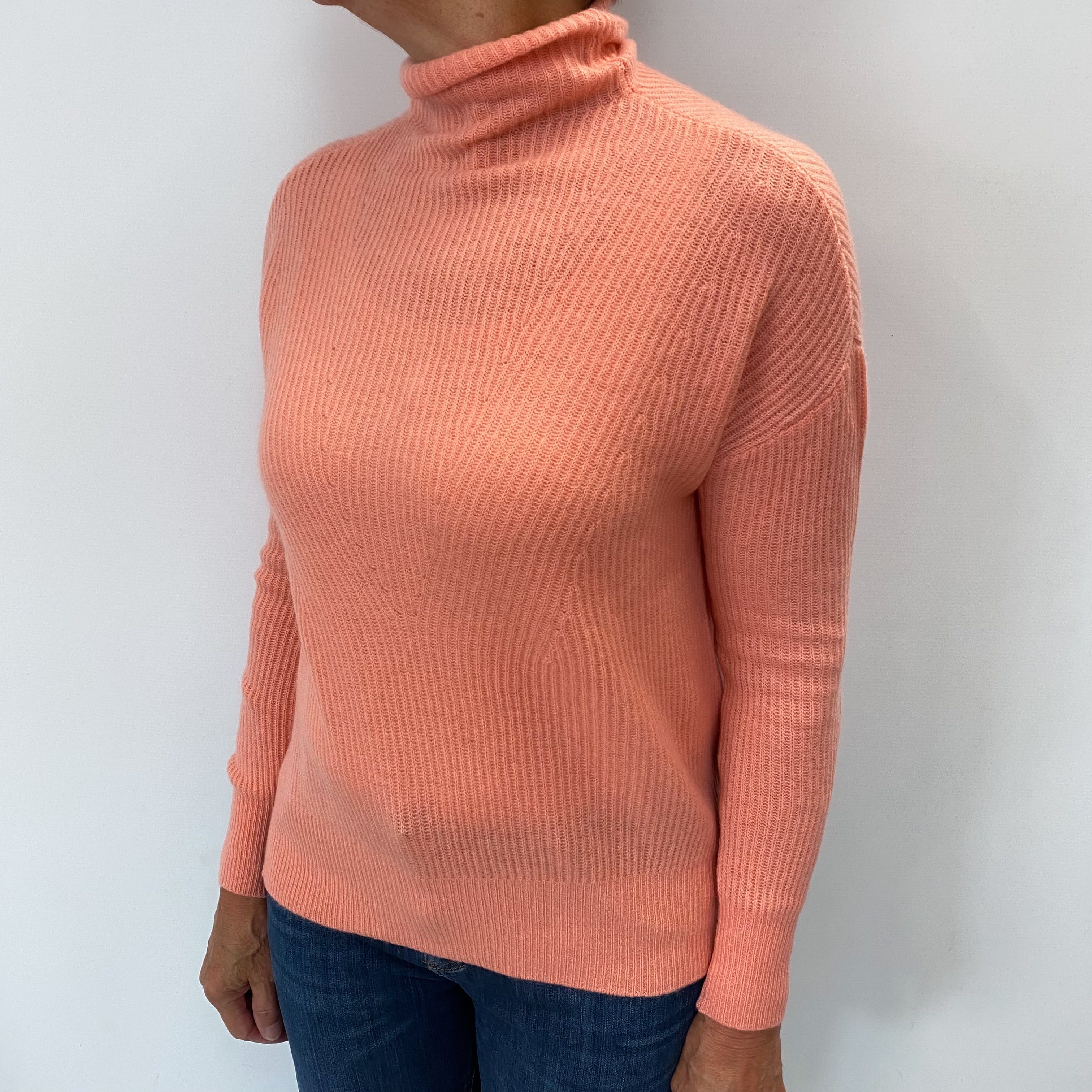 Muted Coral Cashmere Turtle Neck Jumper Medium