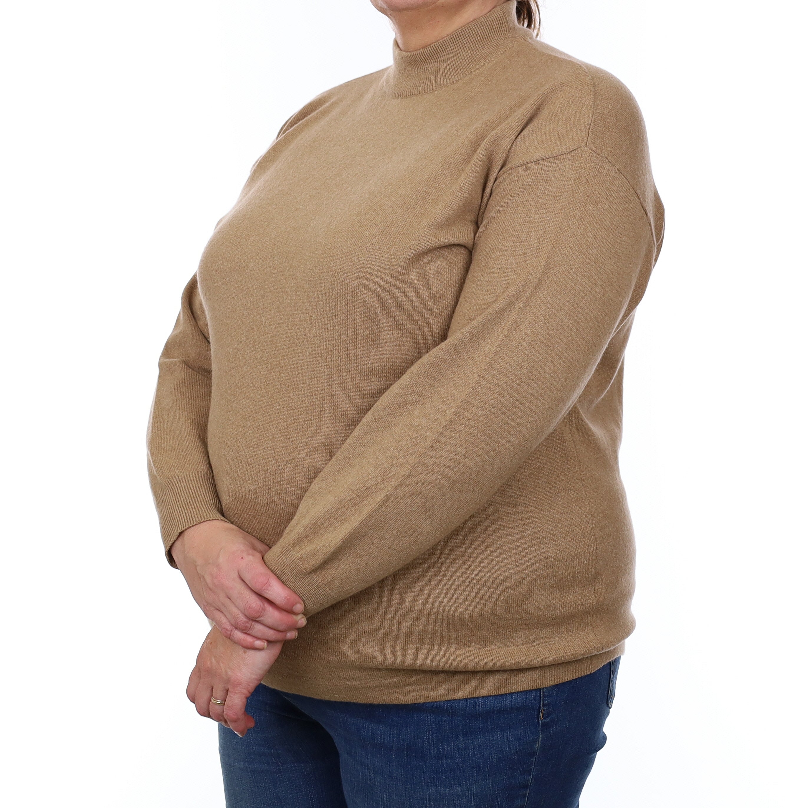 Camel Brown Cashmere Turtle Neck Jumper Extra Large