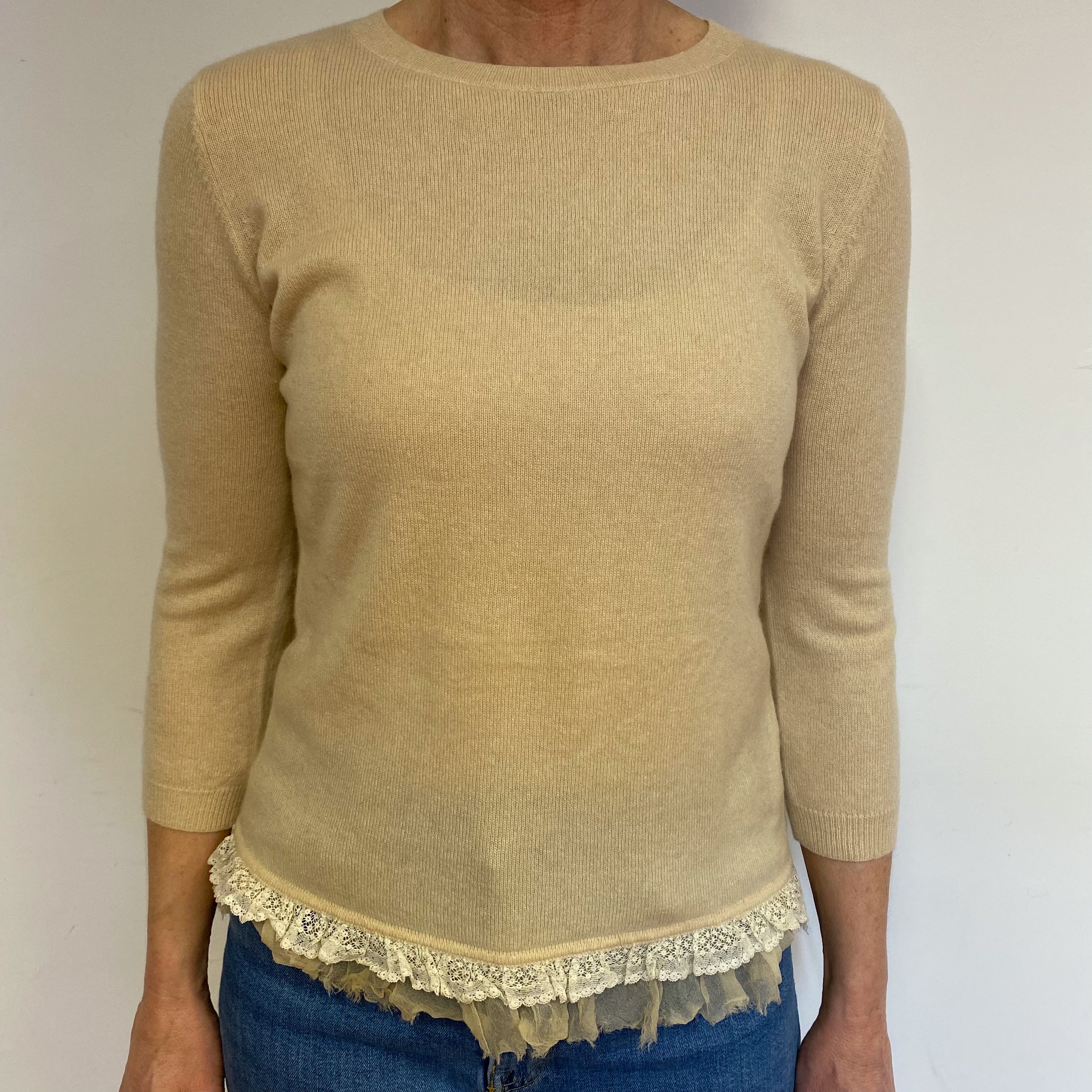 Honey Cream Cashmere Crew Neck Jumper Medium