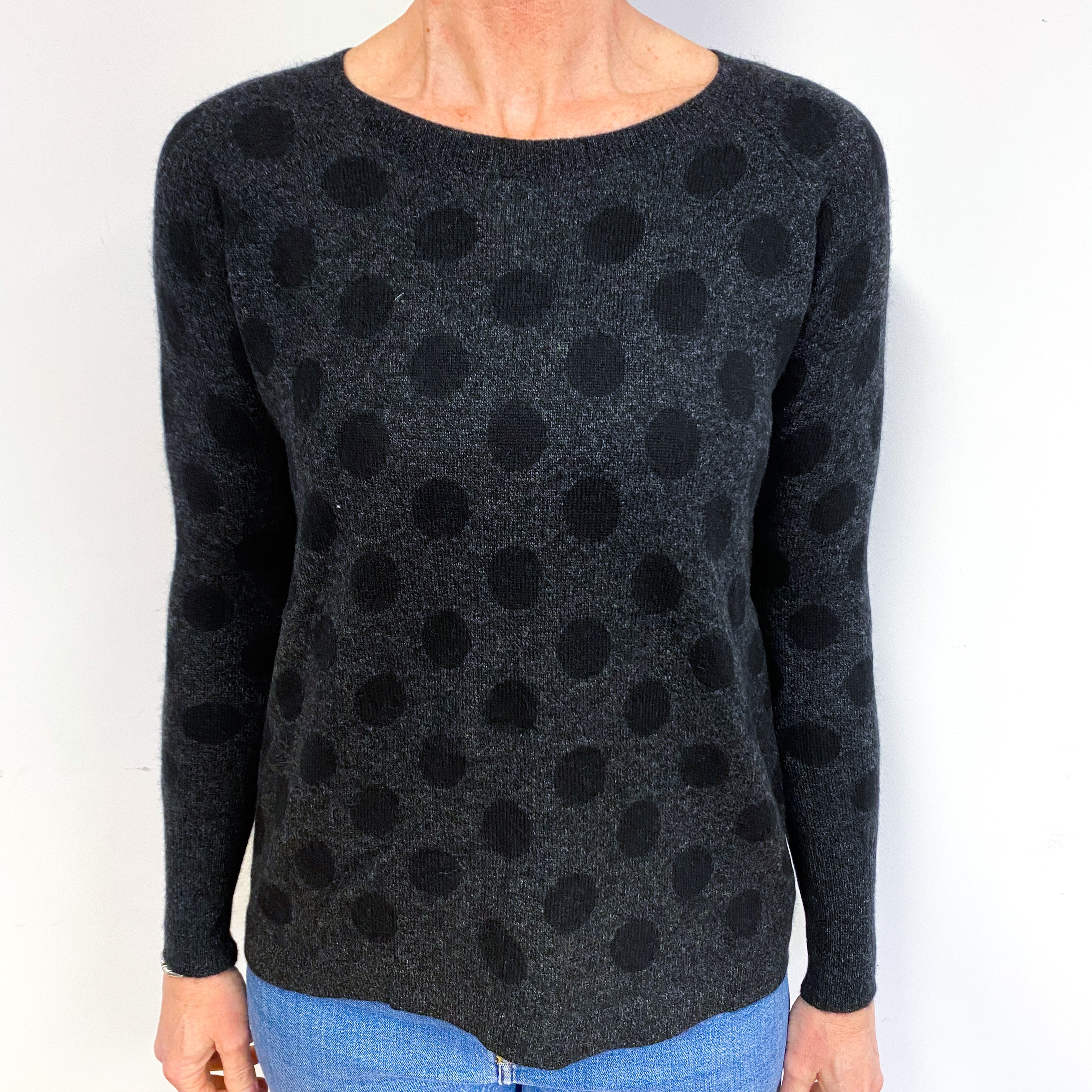 Charcoal Grey Cashmere Crew Neck Jumper Medium