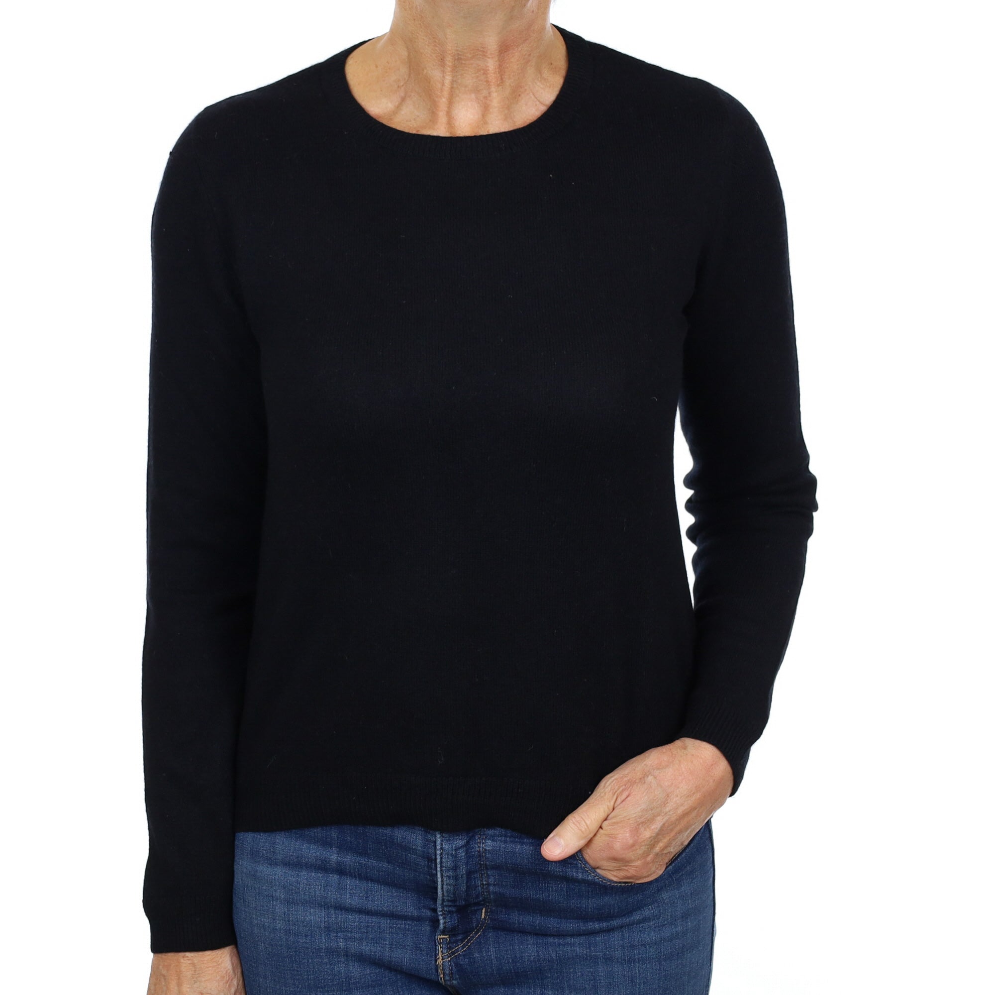 Black Cashmere Crew Neck Jumper Medium