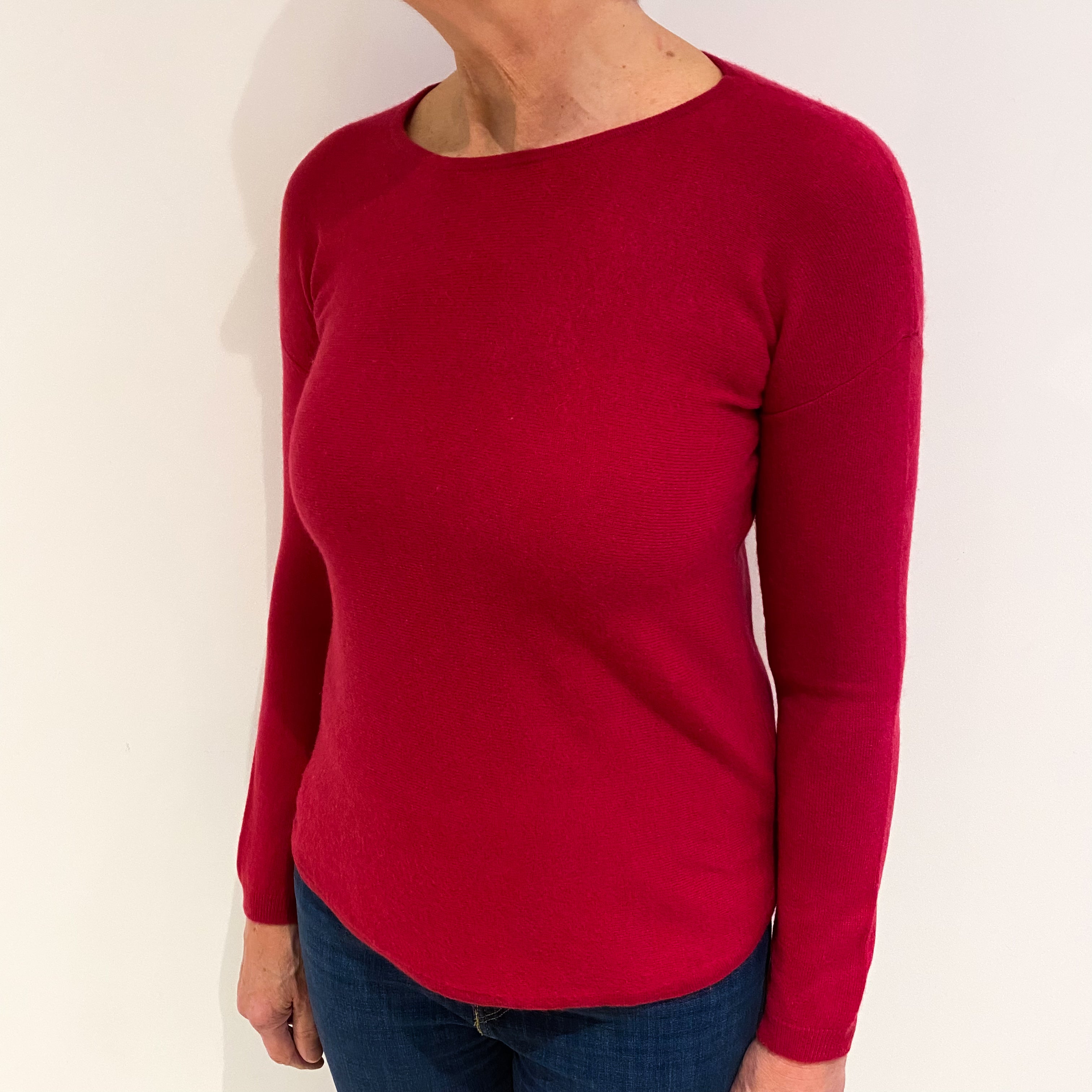 Cherry Pink Cashmere Crew Neck Jumper Medium