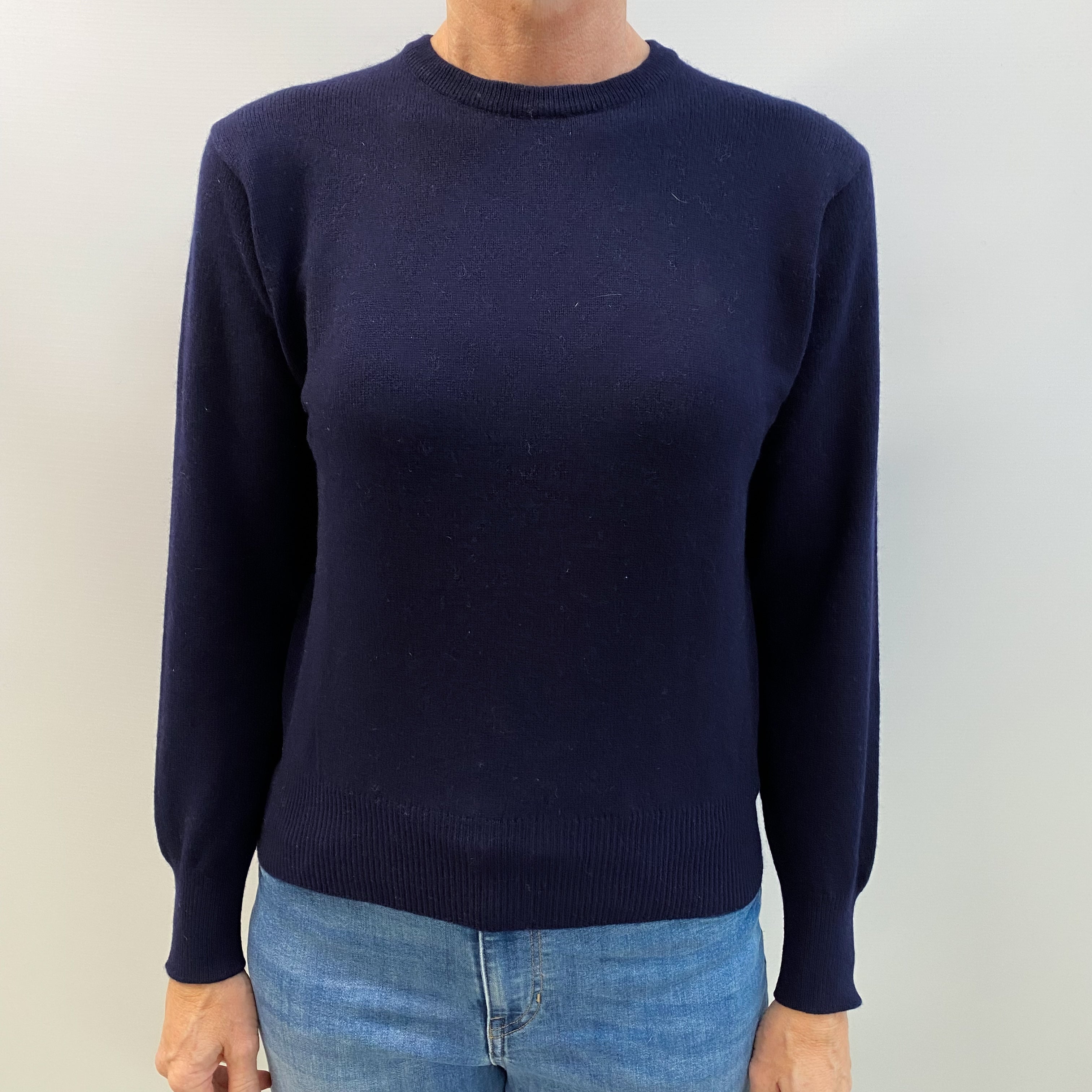 Navy Blue Cashmere Crew Neck Jumper Small