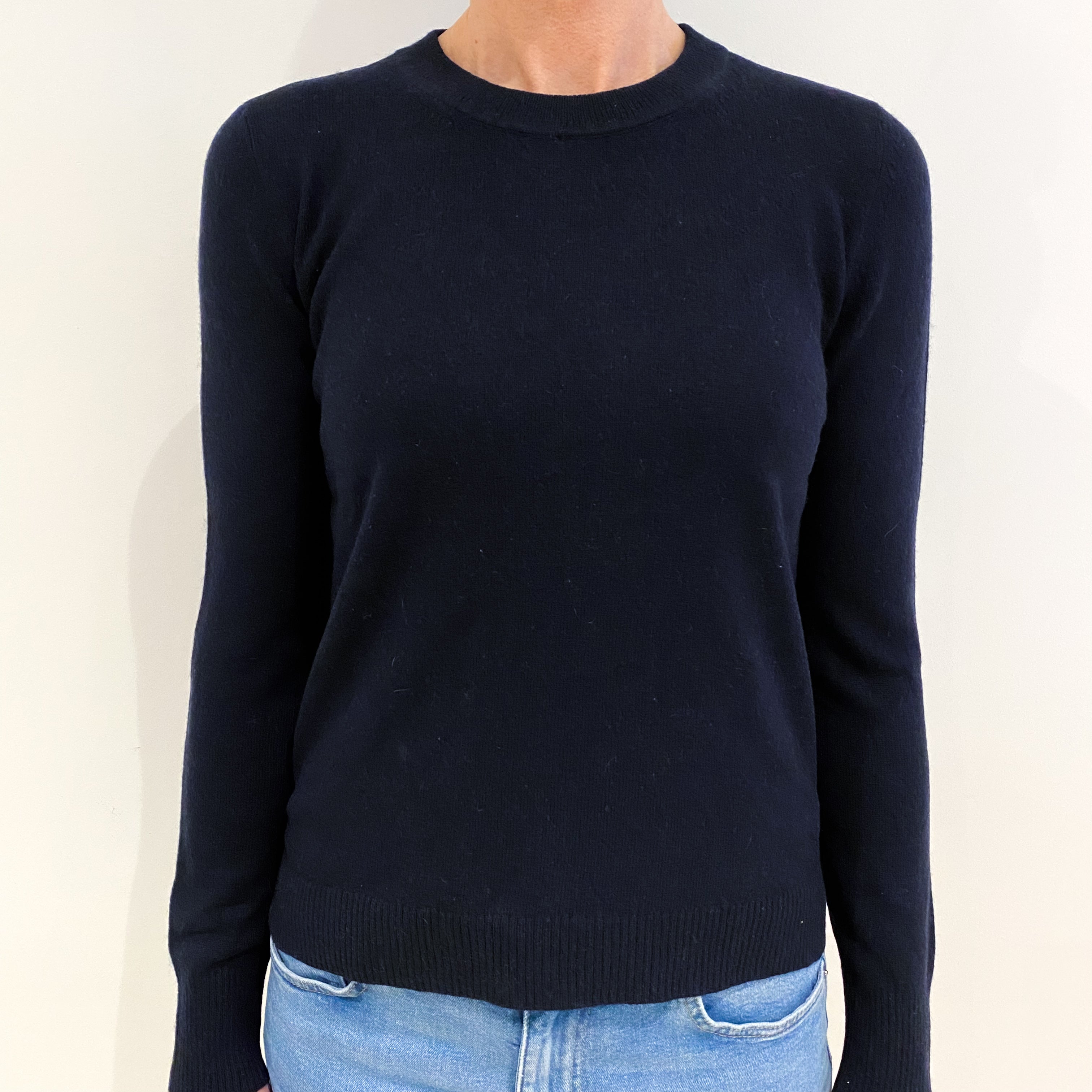 Navy Blue Cashmere Crew Neck Jumper Small