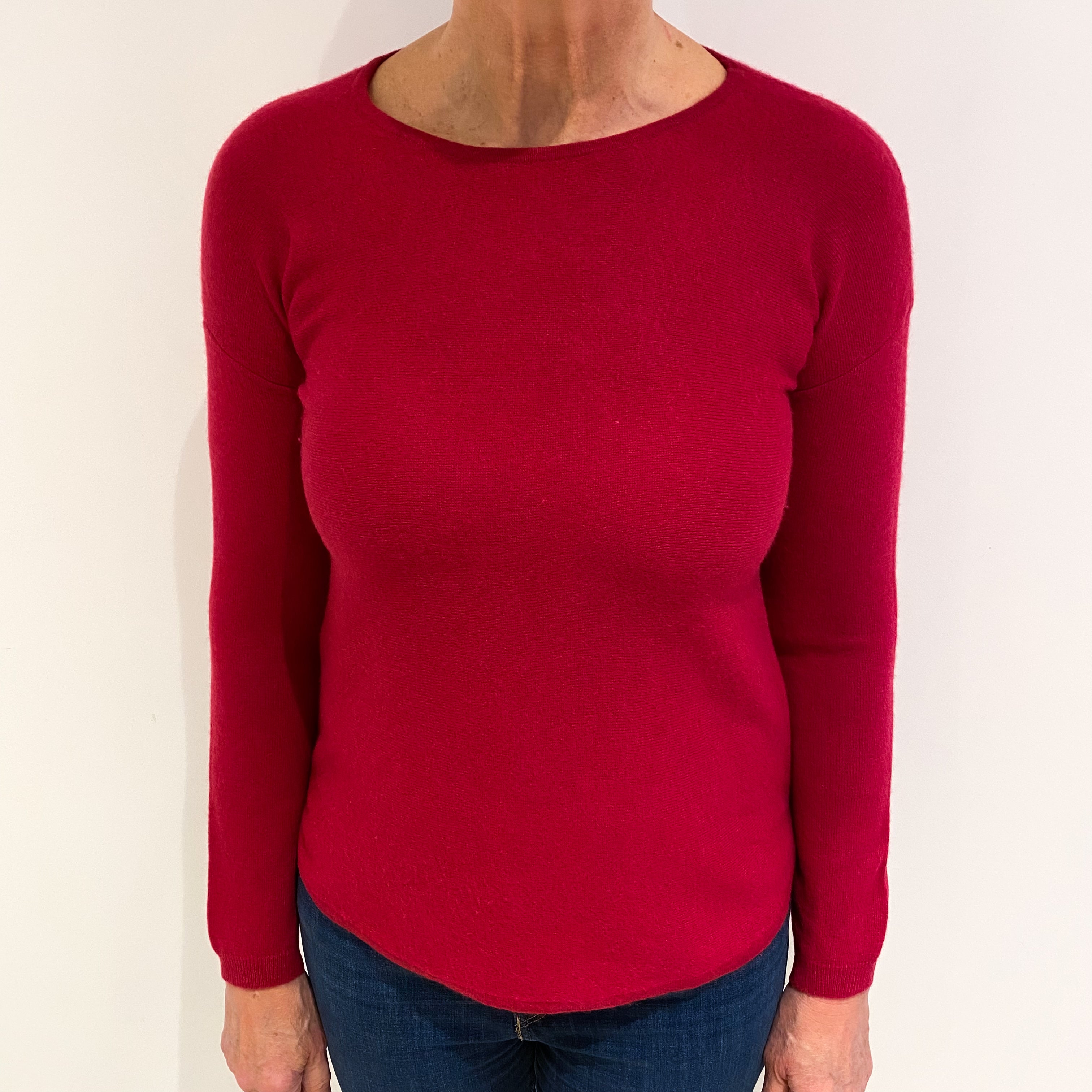 Cherry Pink Cashmere Crew Neck Jumper Medium