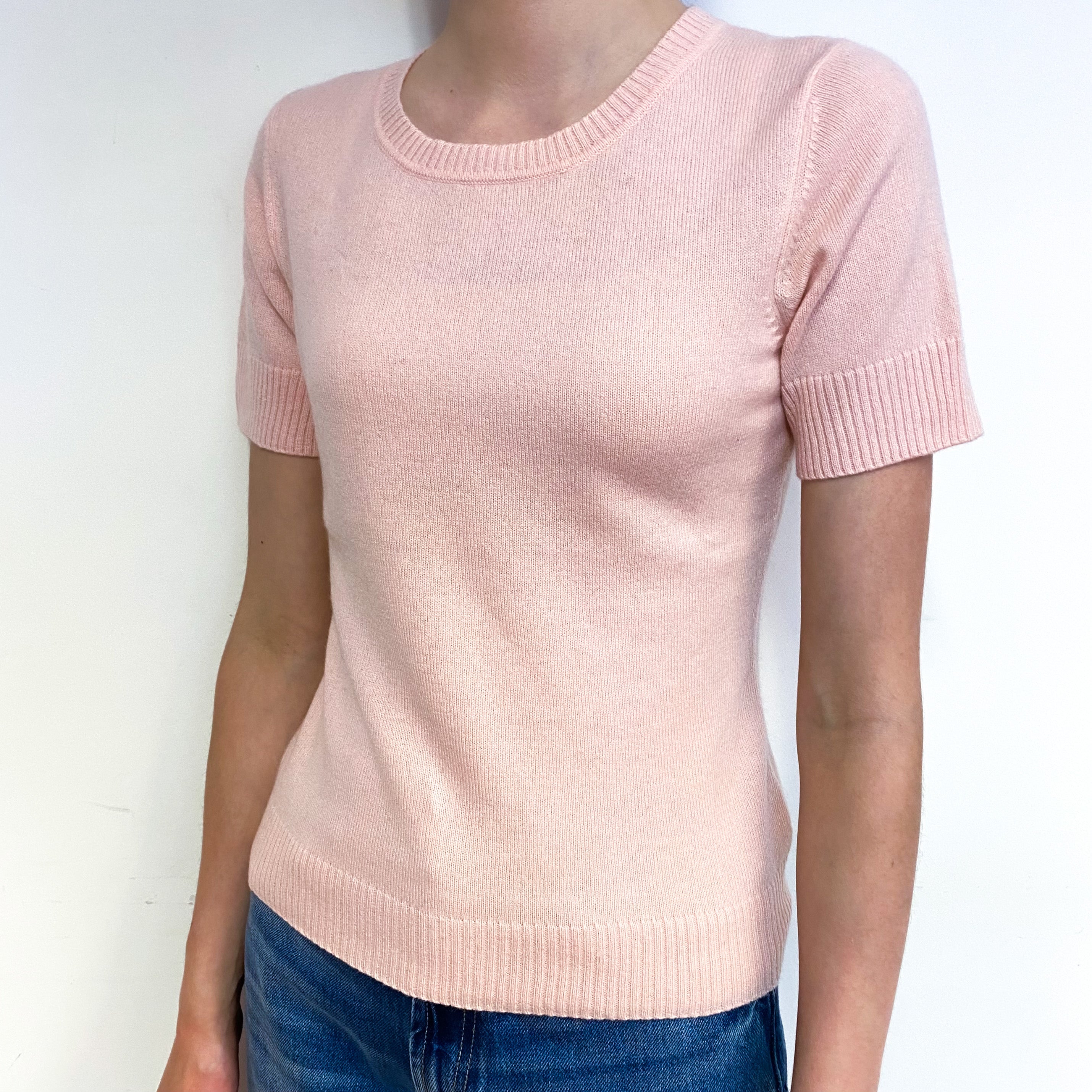 Shell Pink Cashmere Short Sleeve Jumper Extra Small