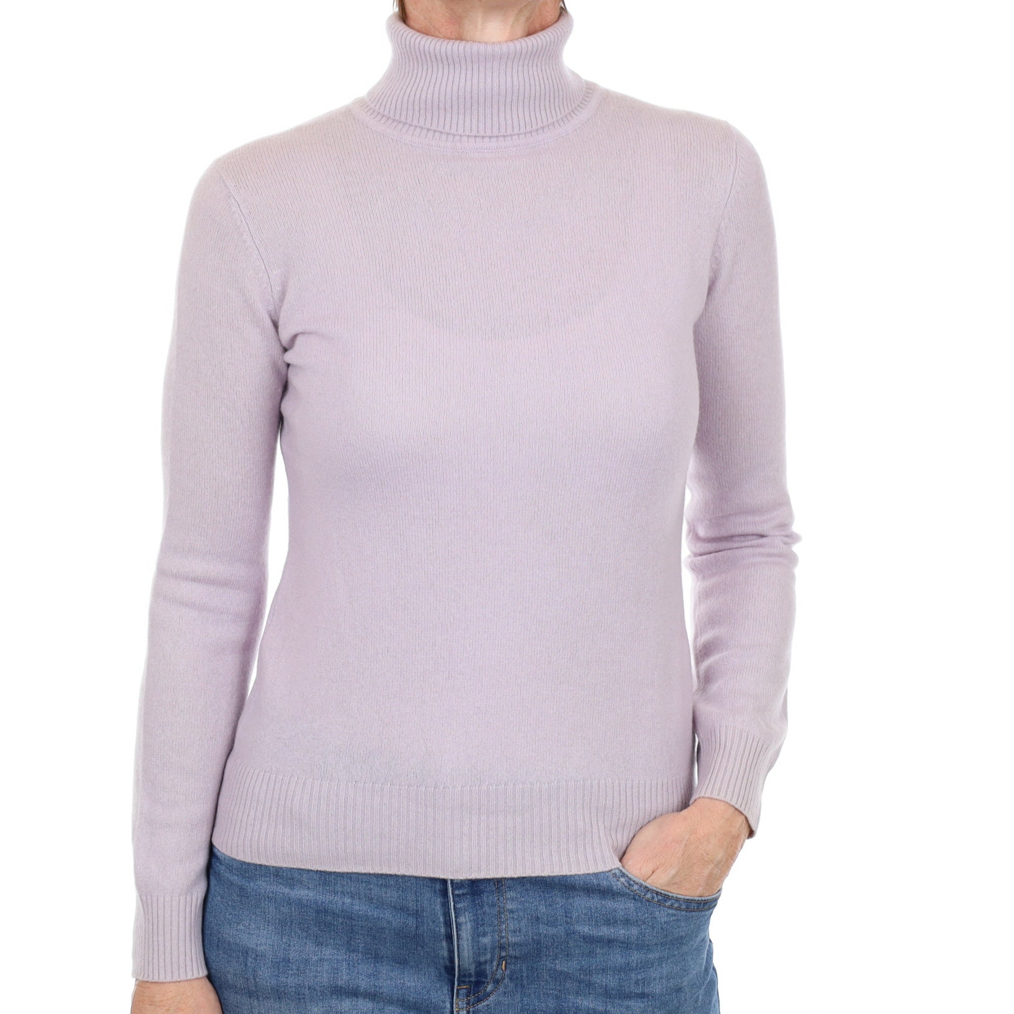 Thistle Purple Cashmere Polo Neck Jumper Small