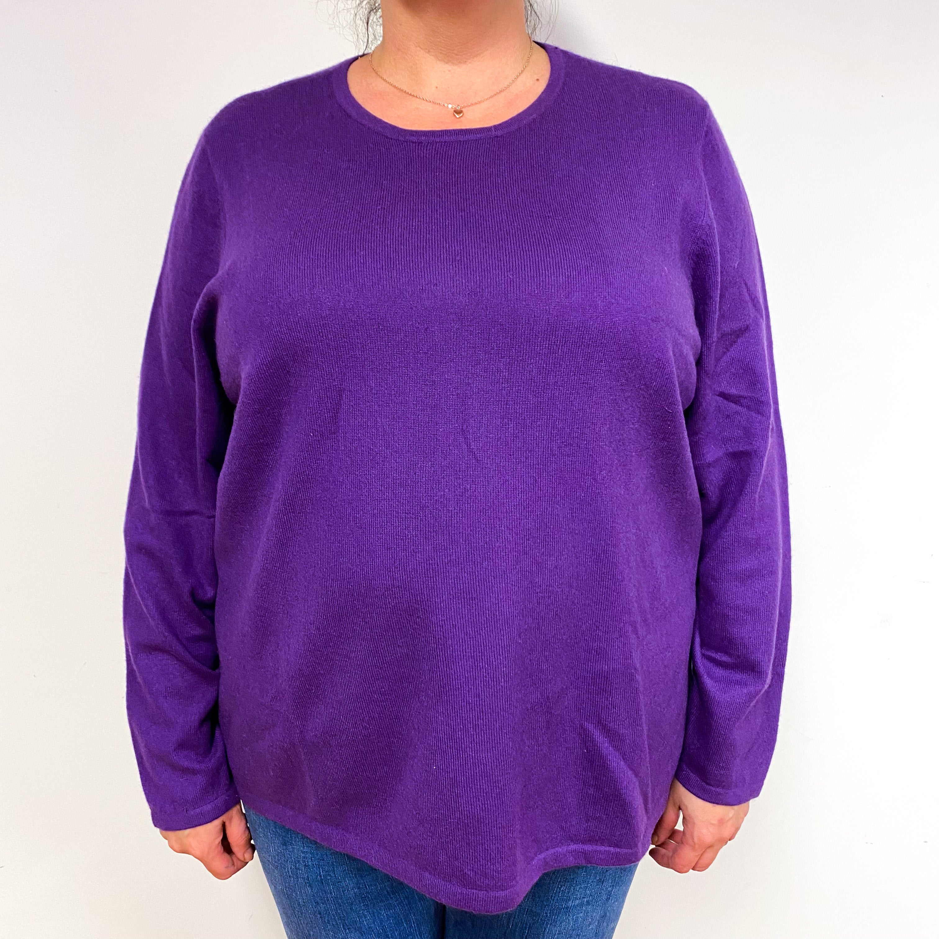 Iris Purple Slouchy Cashmere Crew Neck Jumper Extra Extra Large