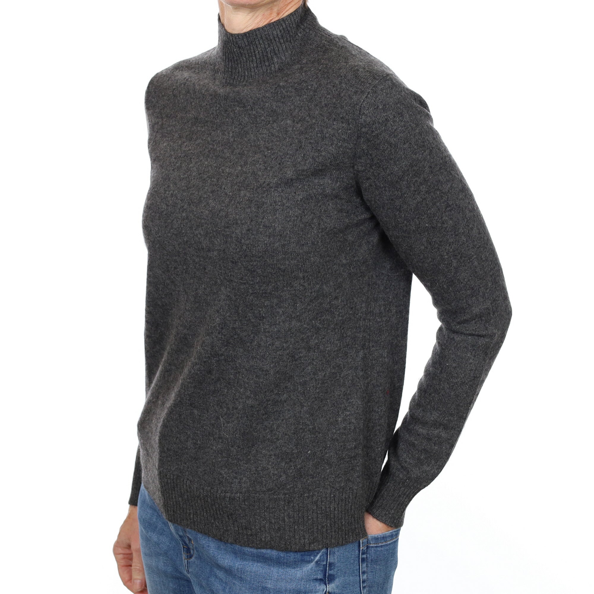 Slate Grey Cashmere Turtle Neck Jumper Small