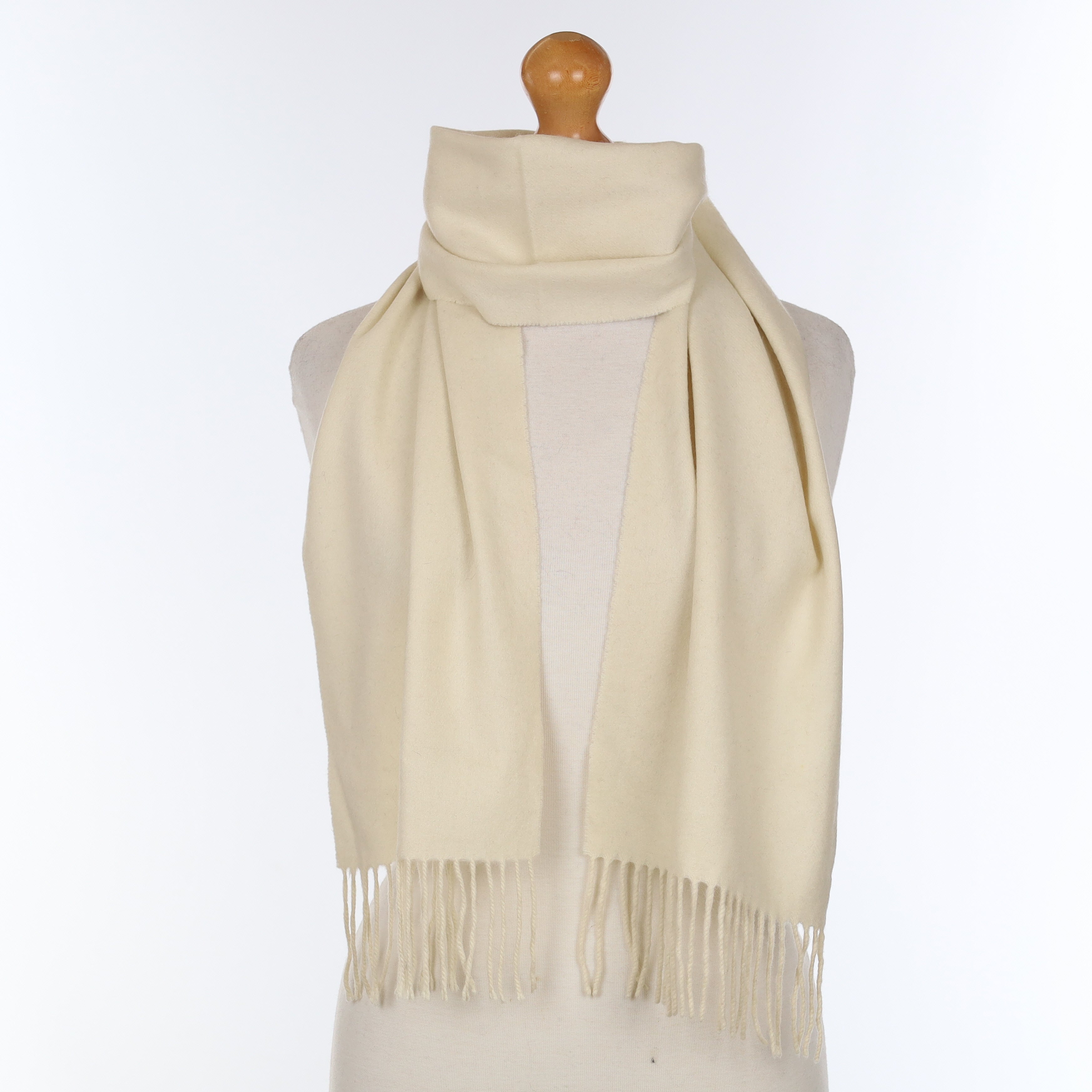 Ivory Cream Cashmere Woven Scarf