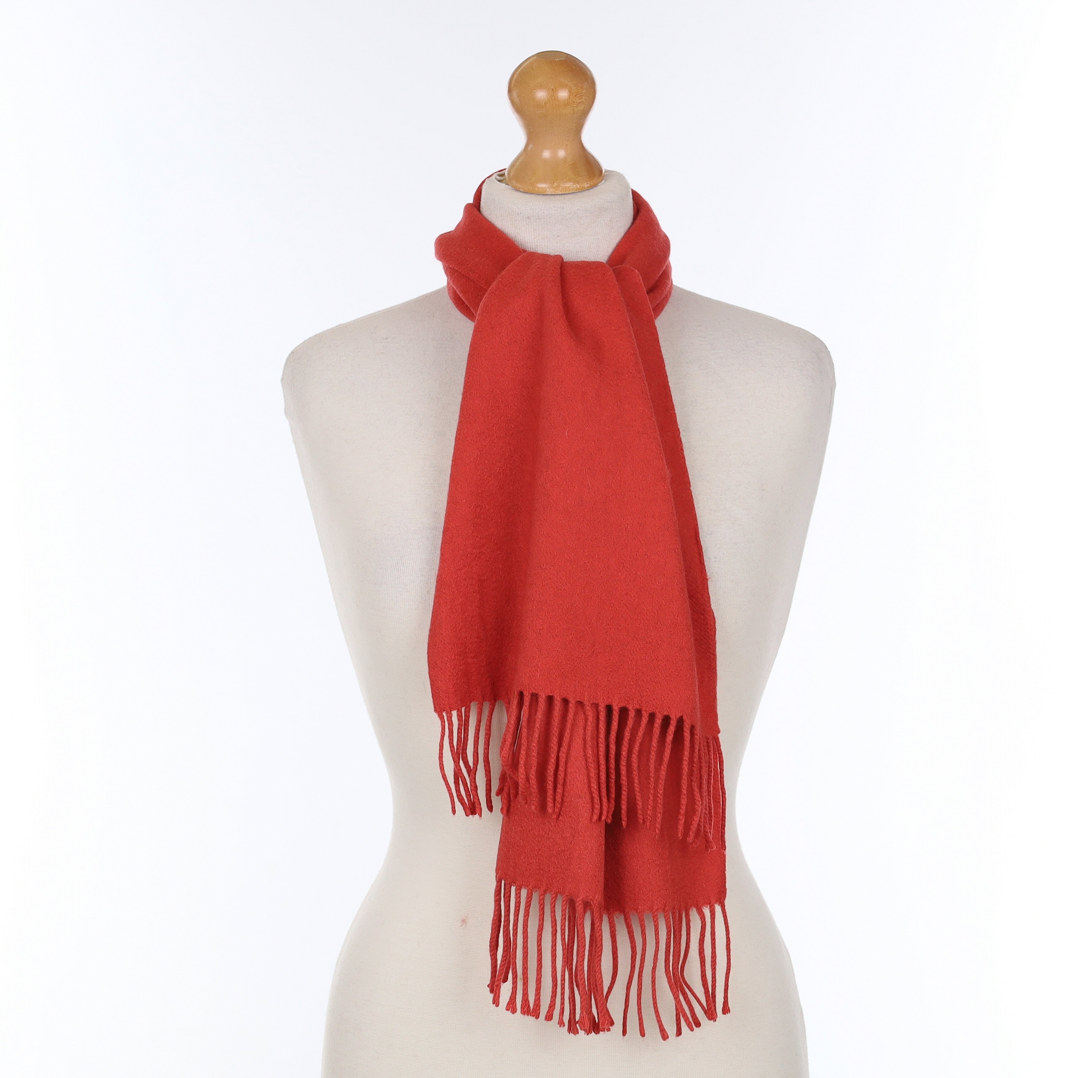 Scottish Vermillion Red Cashmere Woven Scarf