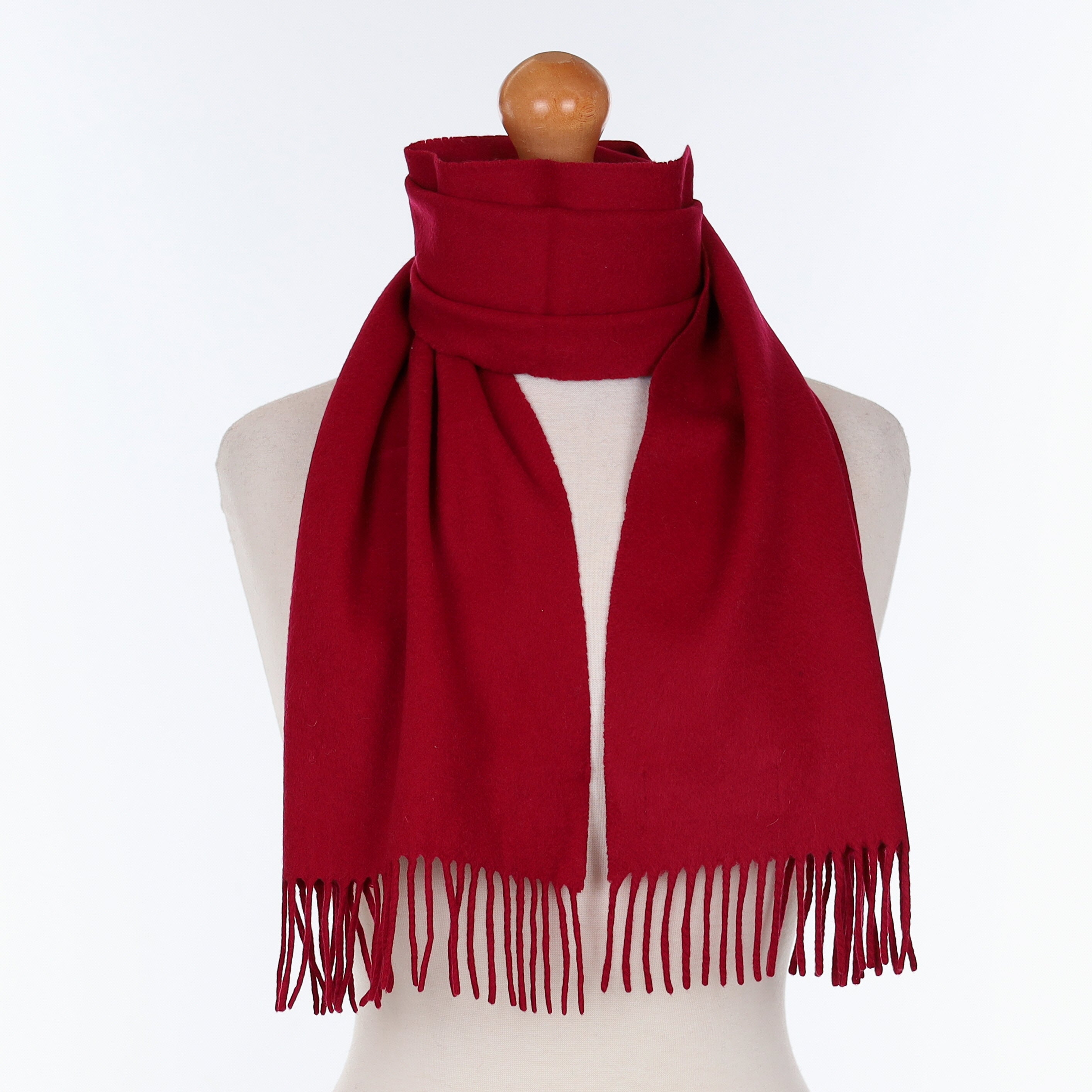 Crimson Red Cashmere Woven Scarf