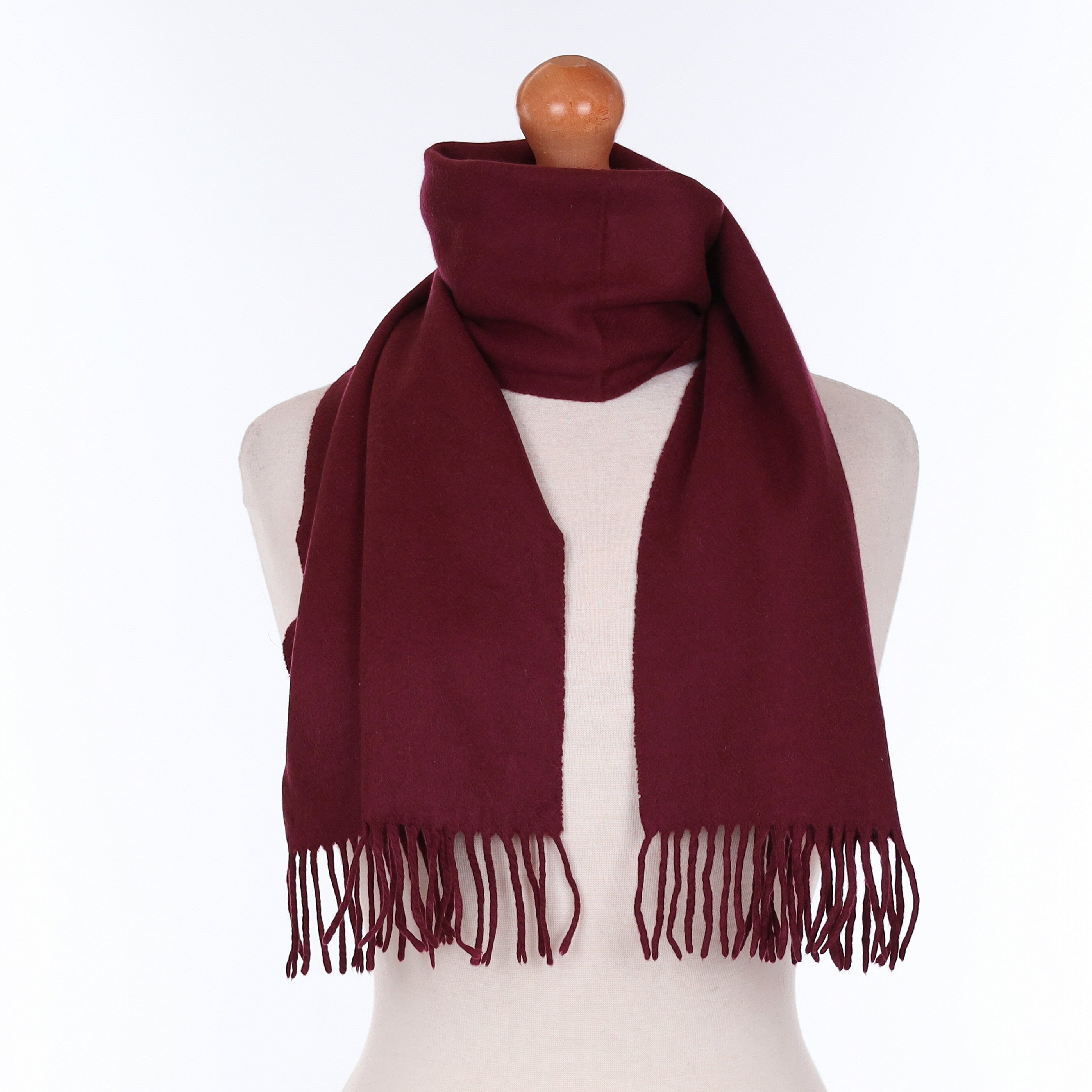 Wine Red Cashmere Woven Scarf
