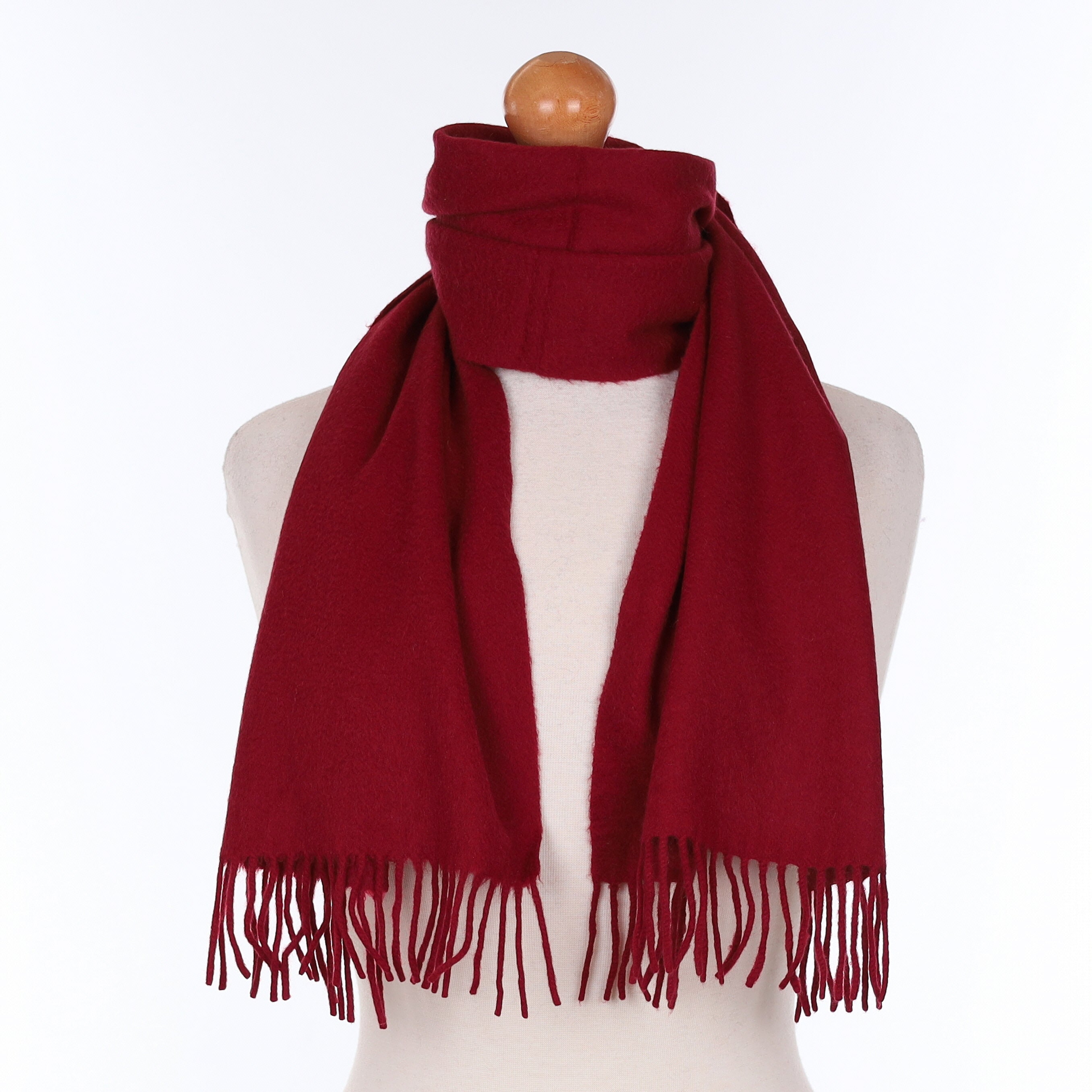 Burgundy Red Cashmere Woven Scarf