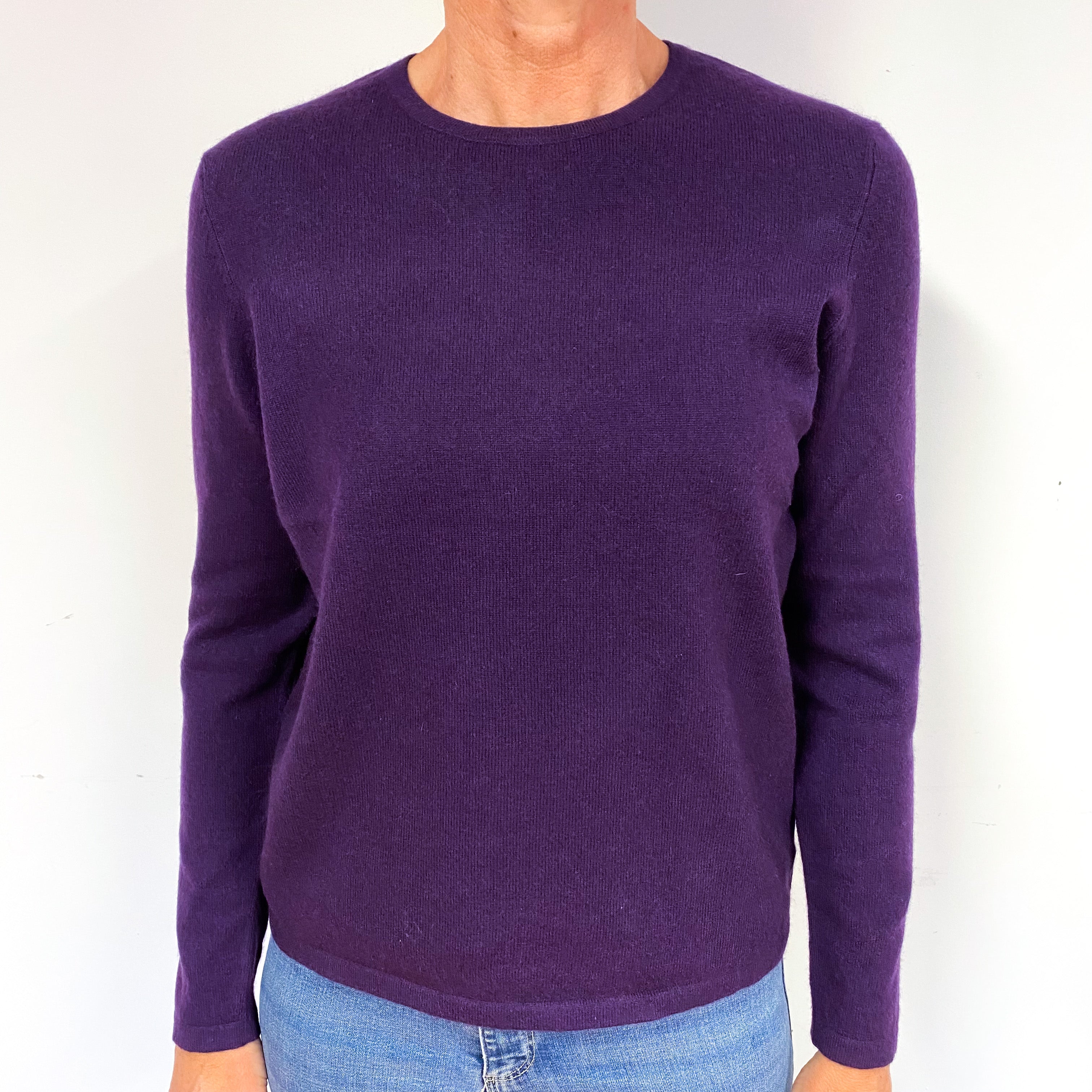 Deep Iris Purple Cashmere Crew Neck Jumper Medium