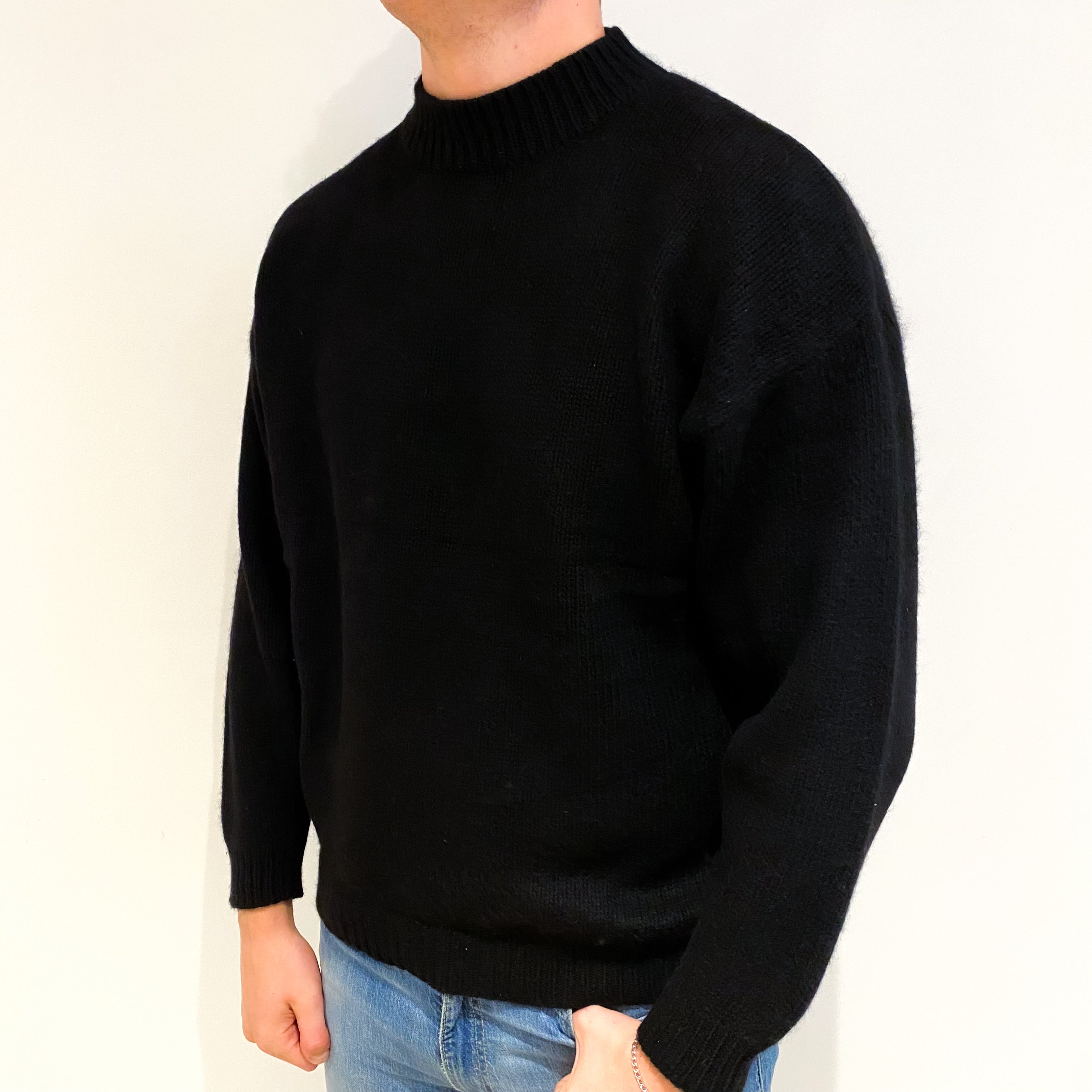 Black Men's Cashmere Turtle Neck Jumper XL
