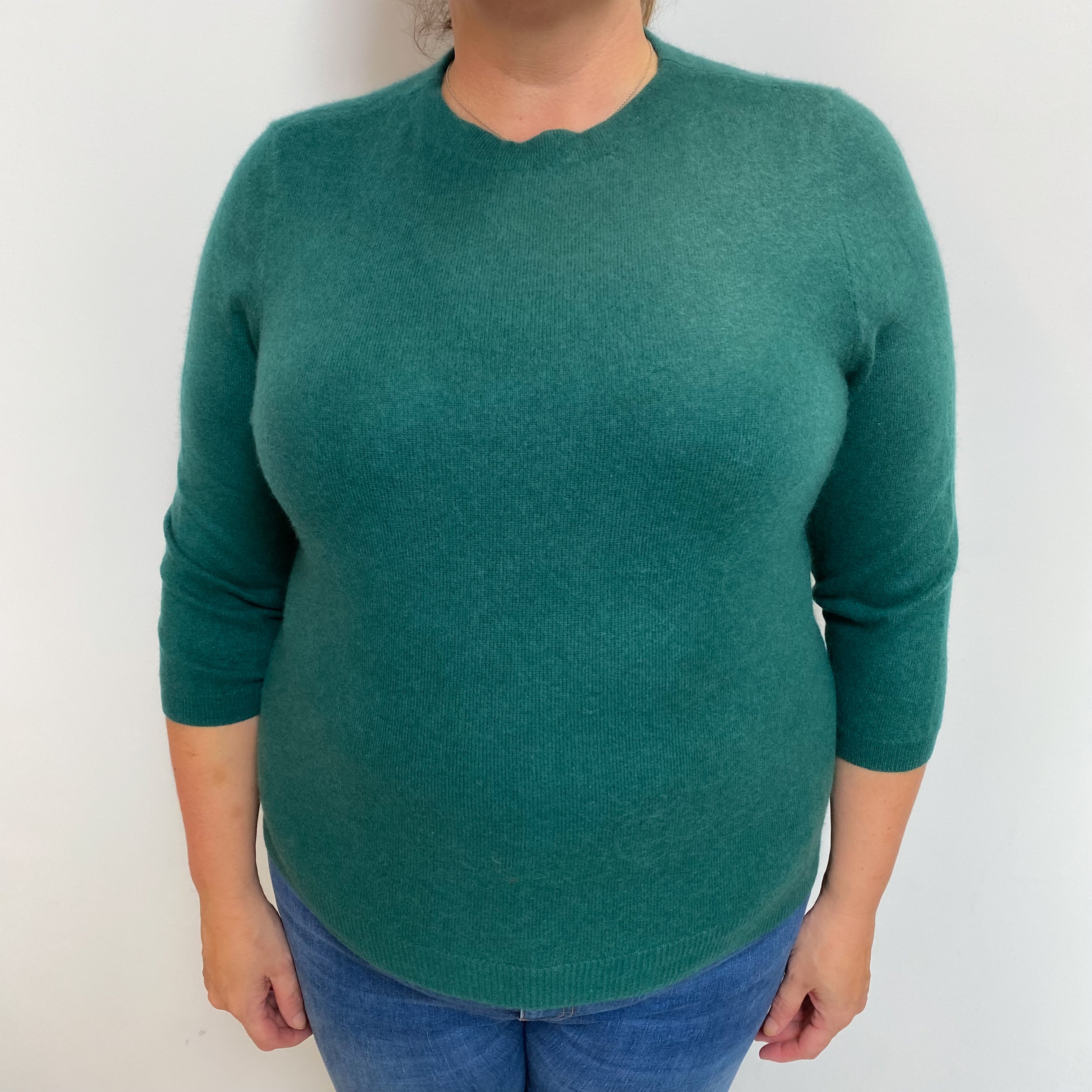 Lincoln Green Cashmere Crew Neck Jumper Extra Large