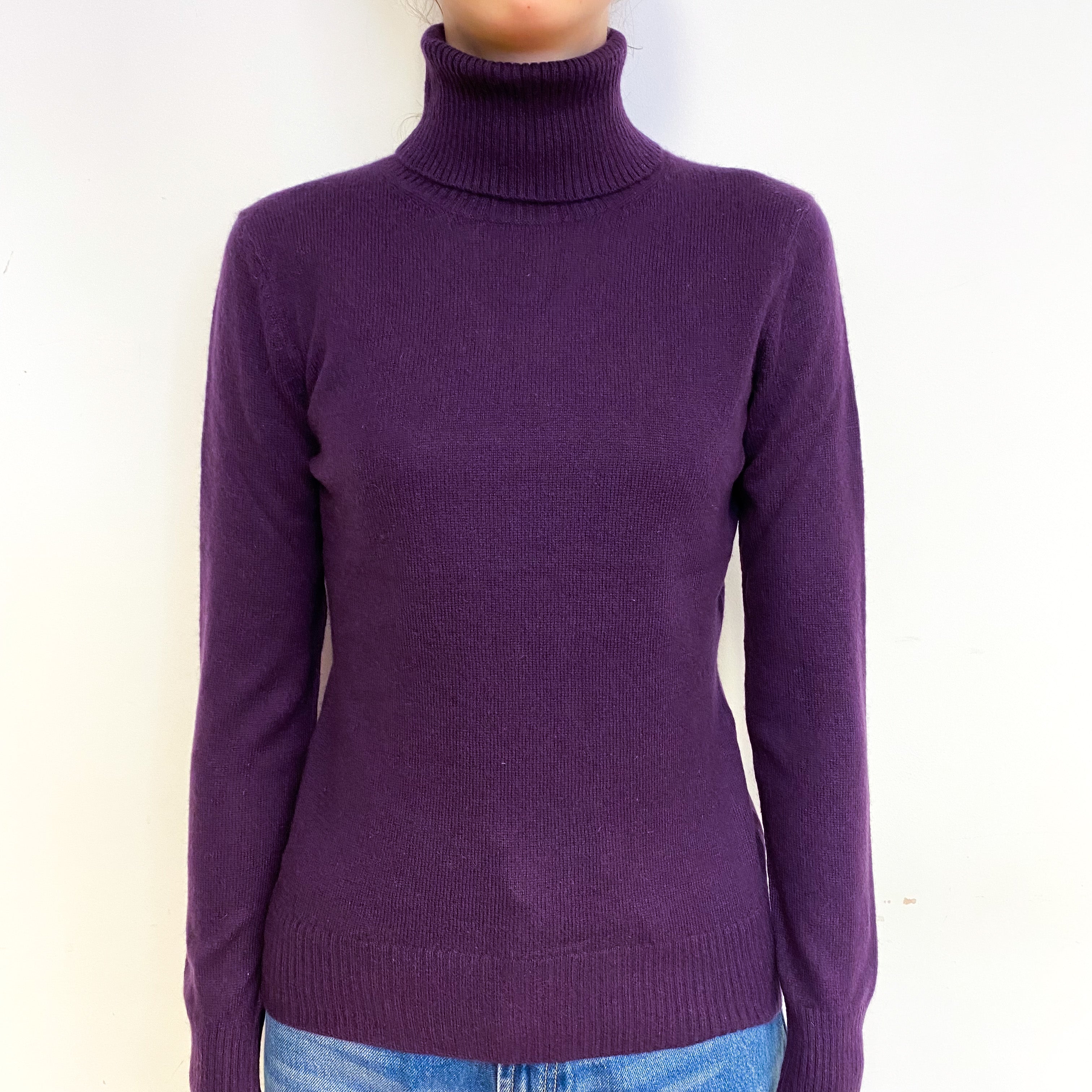 Iris Purple Cashmere Polo Neck Jumper Extra Small